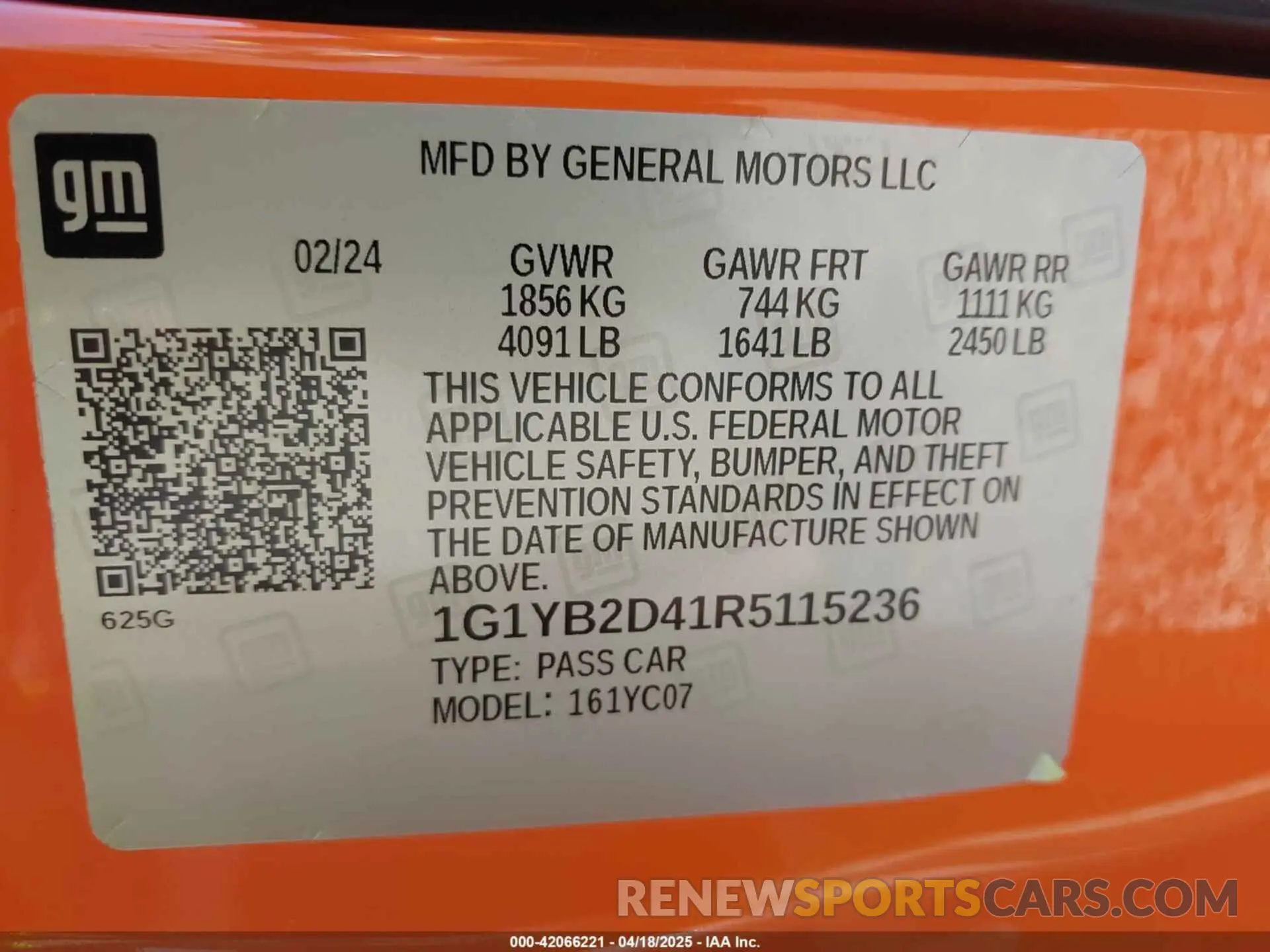 9 Photograph of a damaged car 1G1YB2D41R5115236 CHEVROLET CORVETTE STINGRAY 2024