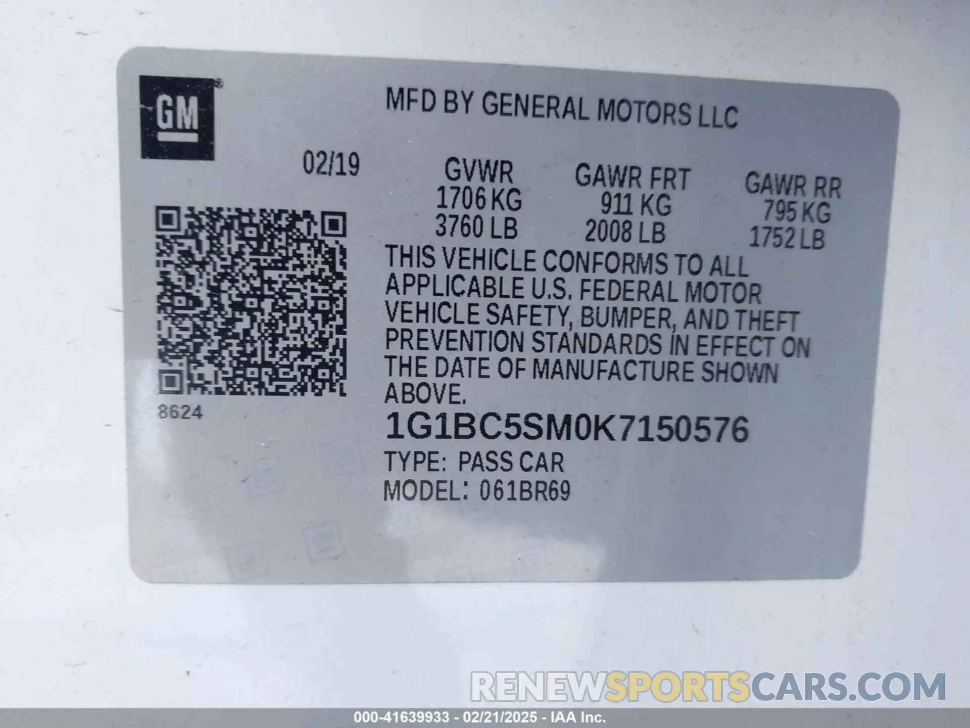9 Photograph of a damaged car 1G1BC5SM0K7150576 CHEVROLET CRUZE 2019