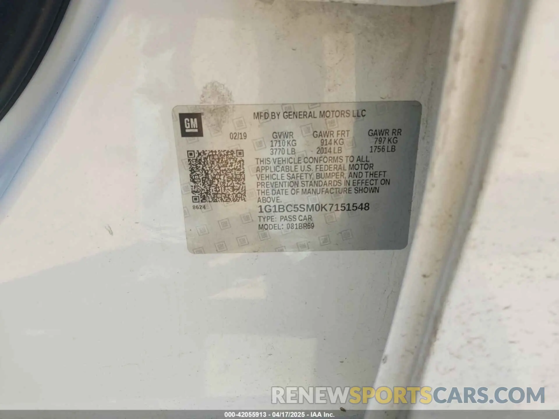 9 Photograph of a damaged car 1G1BC5SM0K7151548 CHEVROLET CRUZE 2019