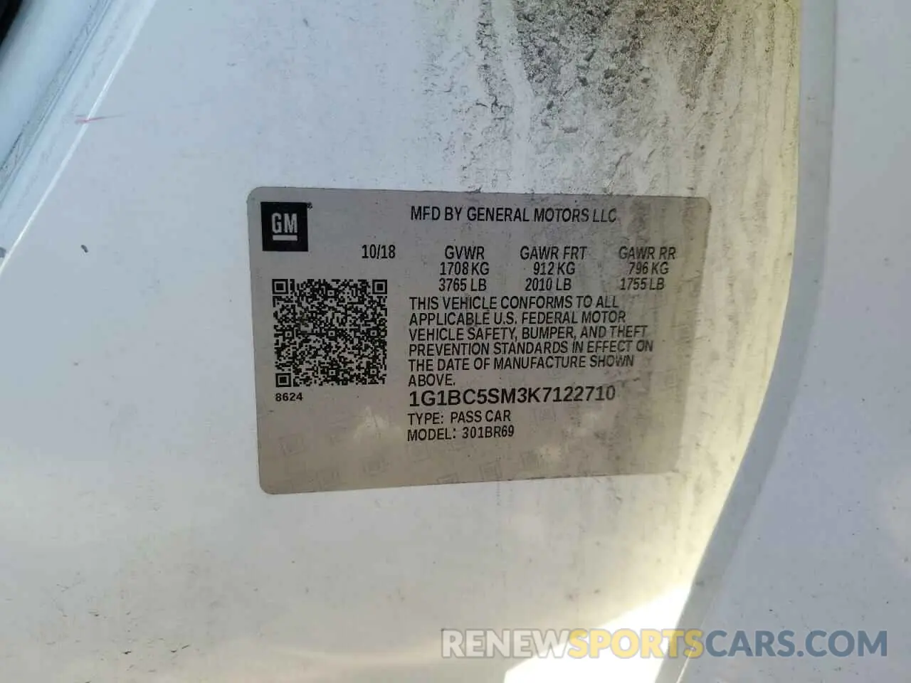 14 Photograph of a damaged car 1G1BC5SM3K7122710 CHEVROLET CRUZE 2019