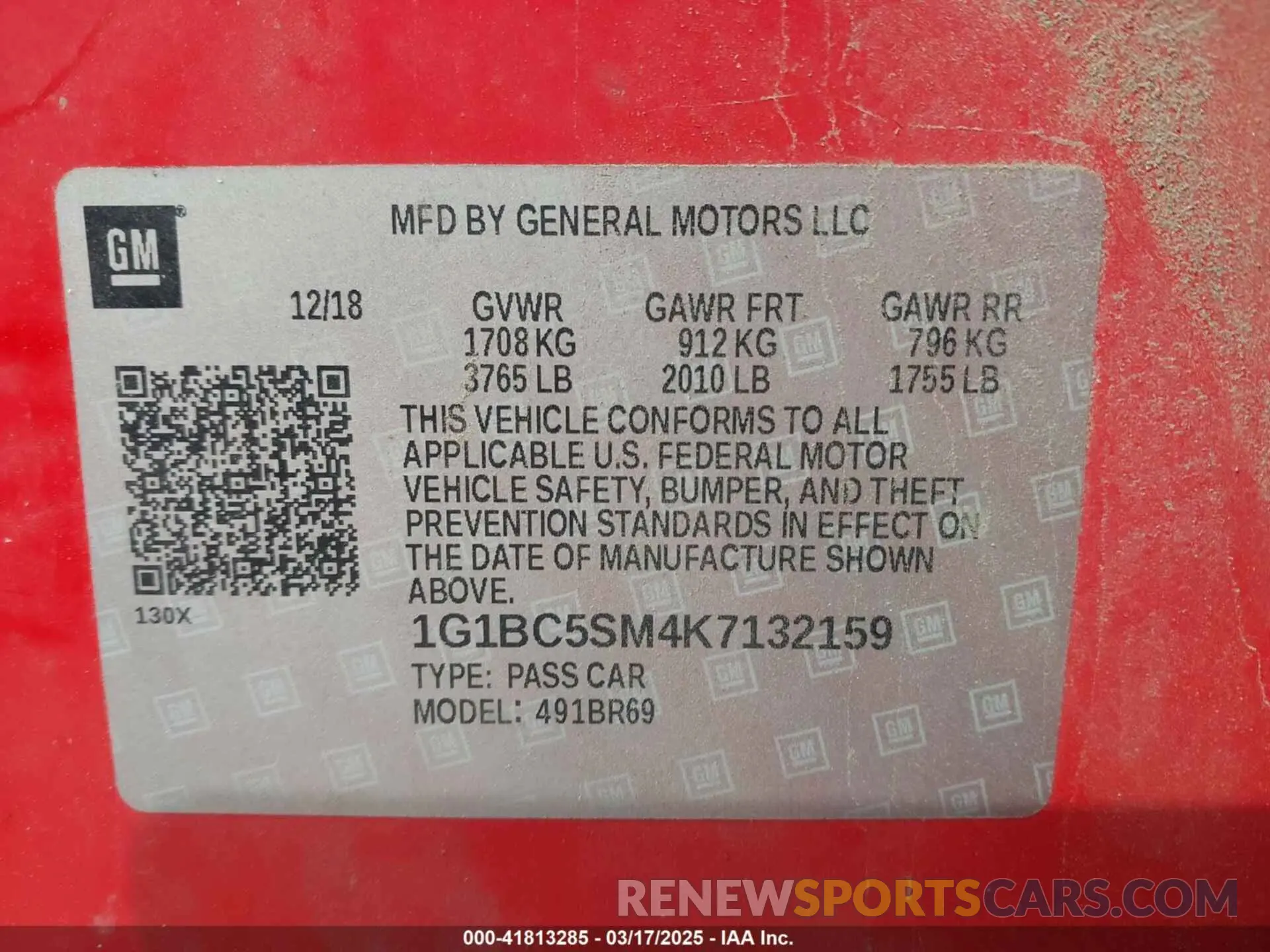 9 Photograph of a damaged car 1G1BC5SM4K7132159 CHEVROLET CRUZE 2019