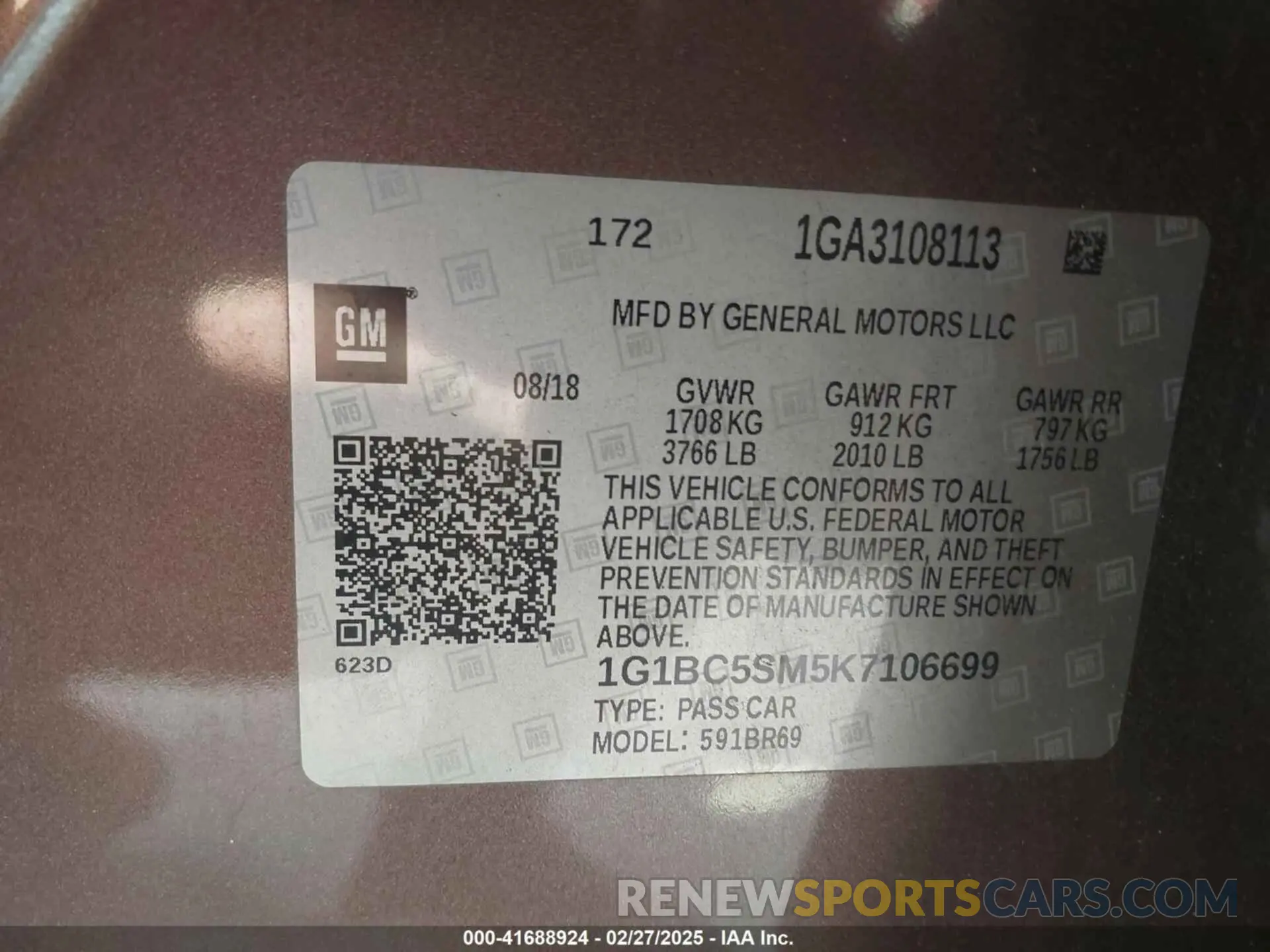 9 Photograph of a damaged car 1G1BC5SM5K7106699 CHEVROLET CRUZE 2019