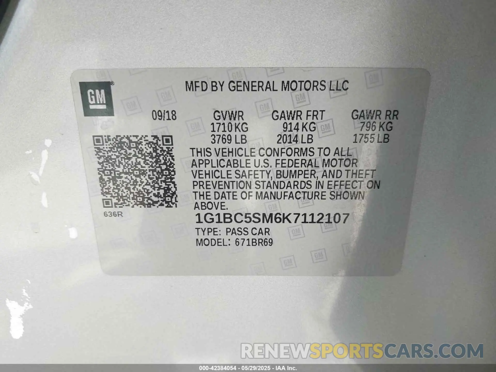 9 Photograph of a damaged car 1G1BC5SM6K7112107 CHEVROLET CRUZE 2019