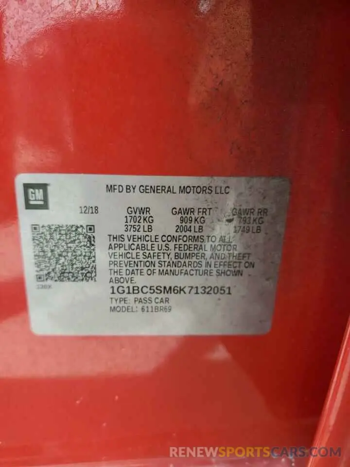 12 Photograph of a damaged car 1G1BC5SM6K7132051 CHEVROLET CRUZE 2019