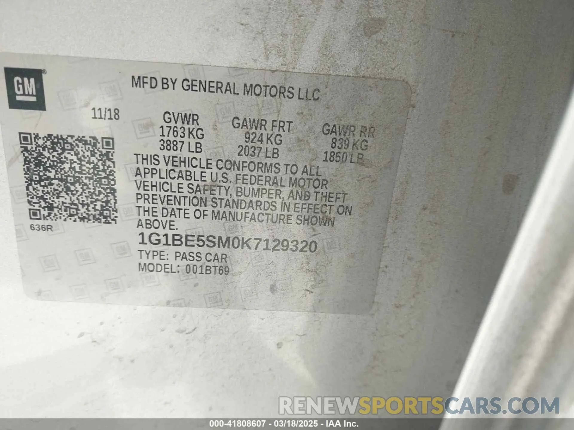 9 Photograph of a damaged car 1G1BE5SM0K7129320 CHEVROLET CRUZE 2019