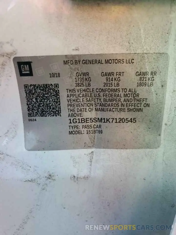 14 Photograph of a damaged car 1G1BE5SM1K7120545 CHEVROLET CRUZE 2019