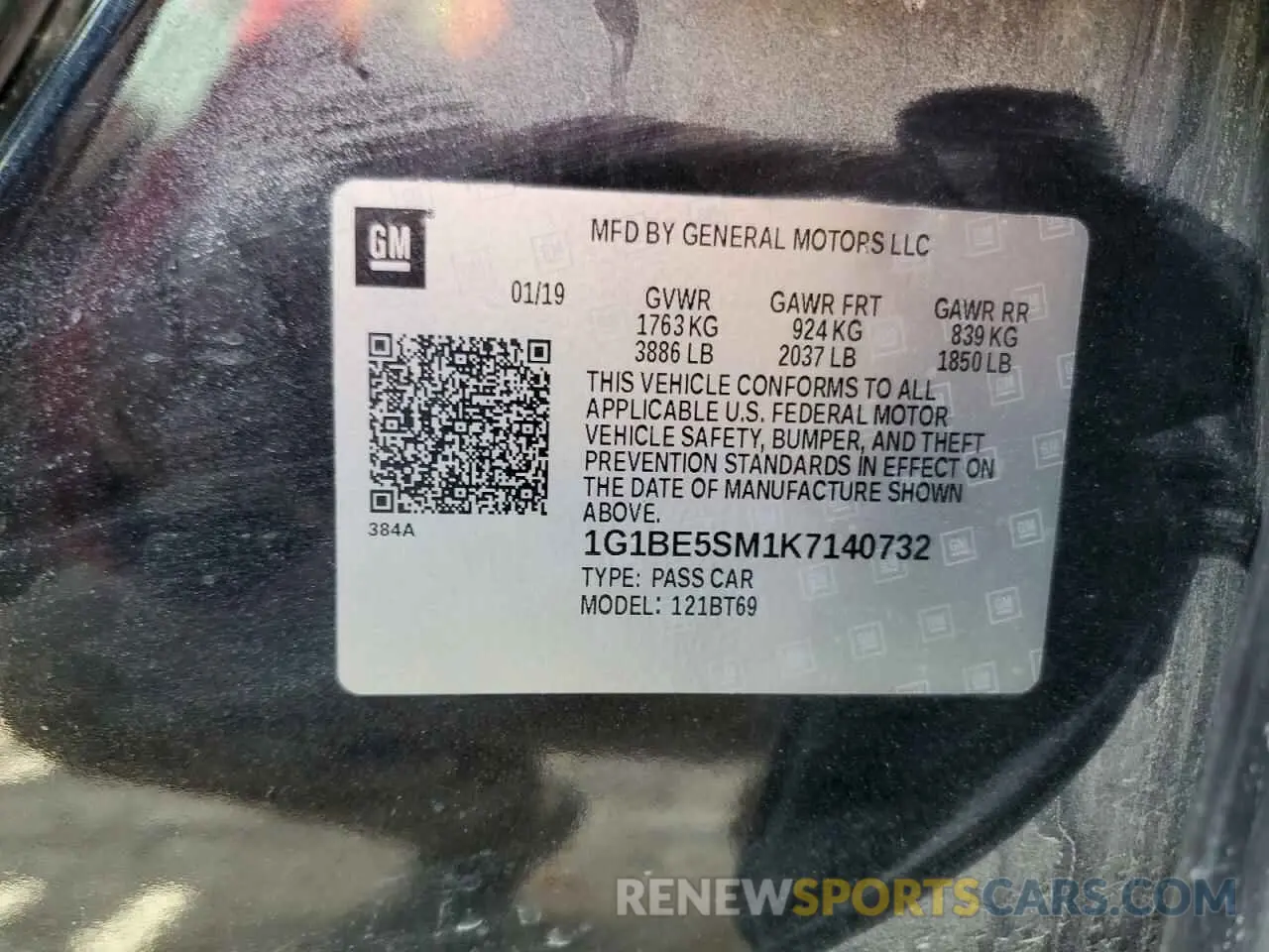 13 Photograph of a damaged car 1G1BE5SM1K7140732 CHEVROLET CRUZE 2019