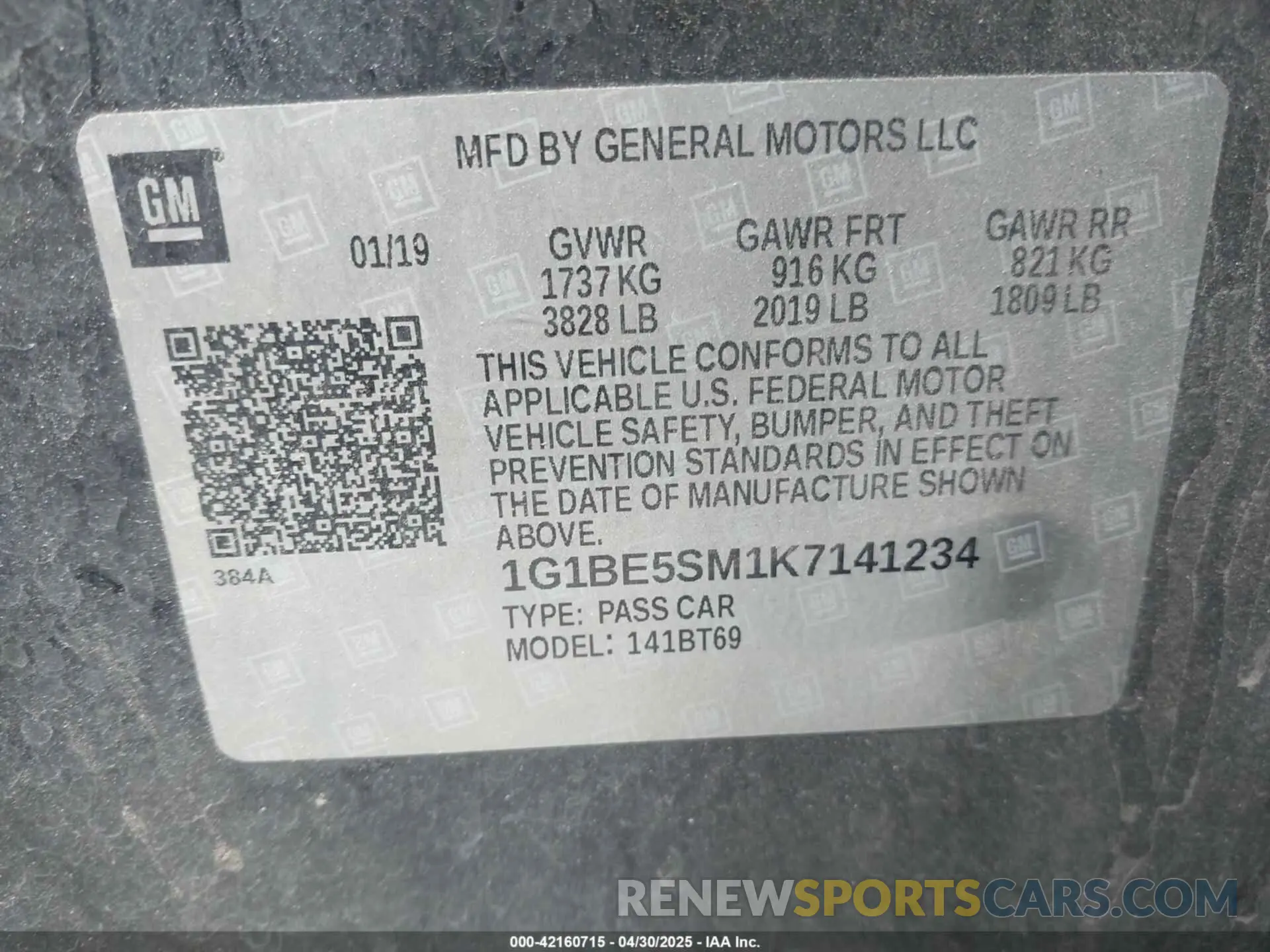 9 Photograph of a damaged car 1G1BE5SM1K7141234 CHEVROLET CRUZE 2019