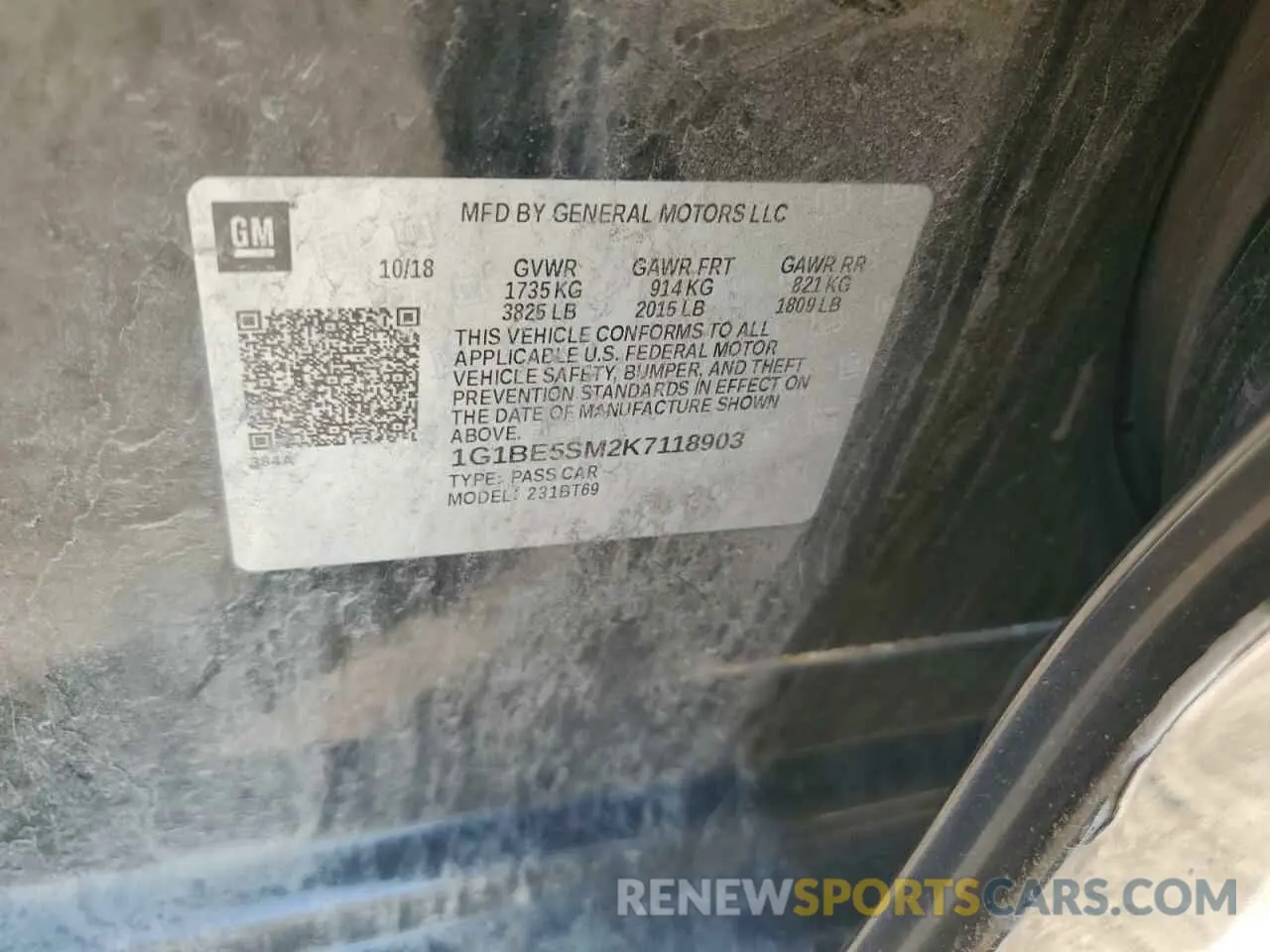 12 Photograph of a damaged car 1G1BE5SM2K7118903 CHEVROLET CRUZE 2019
