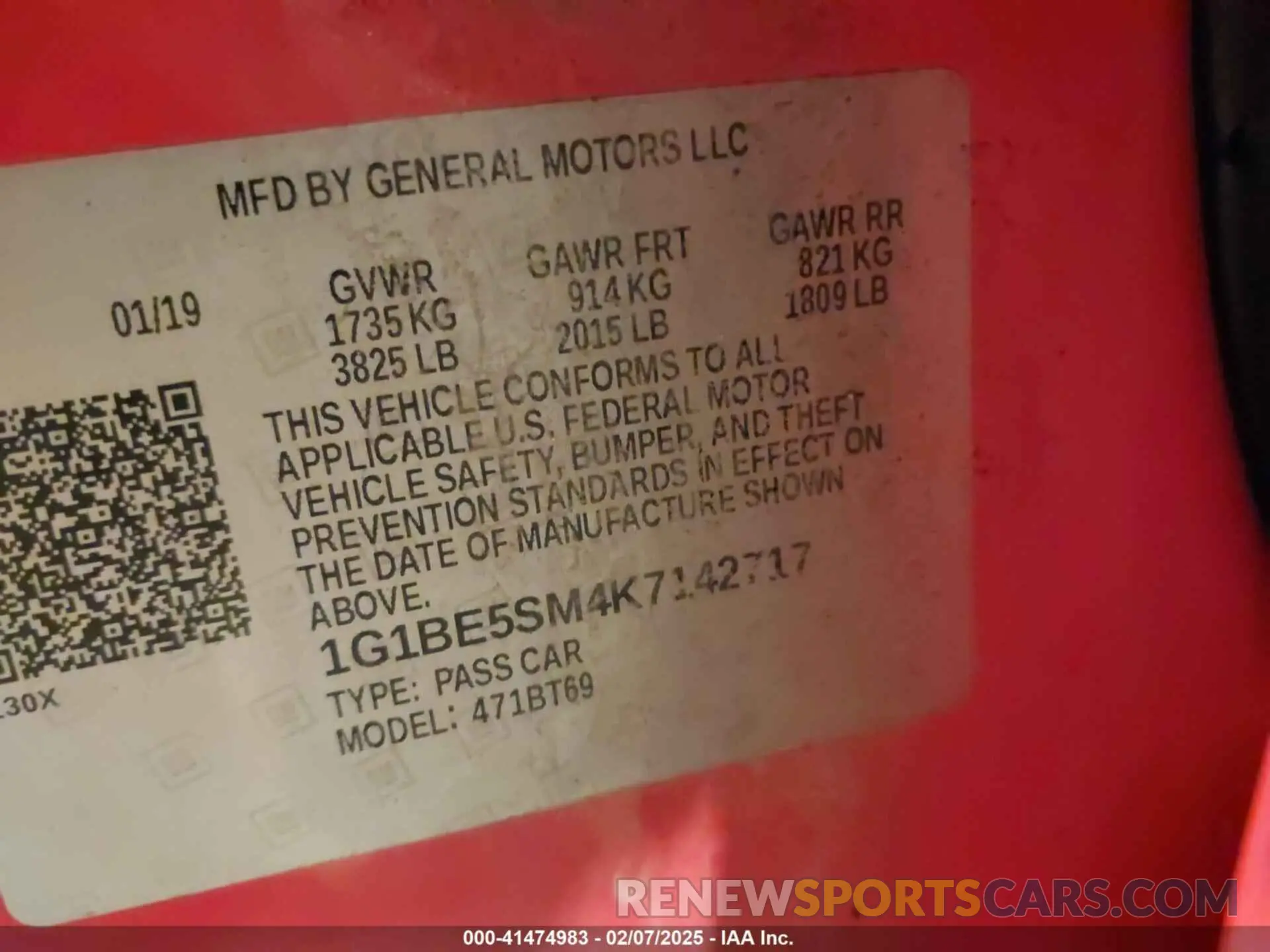 9 Photograph of a damaged car 1G1BE5SM4K7142717 CHEVROLET CRUZE 2019