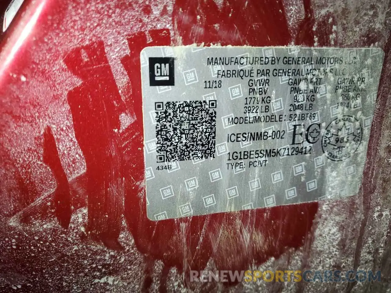 15 Photograph of a damaged car 1G1BE5SM5K7129412 CHEVROLET CRUZE 2019
