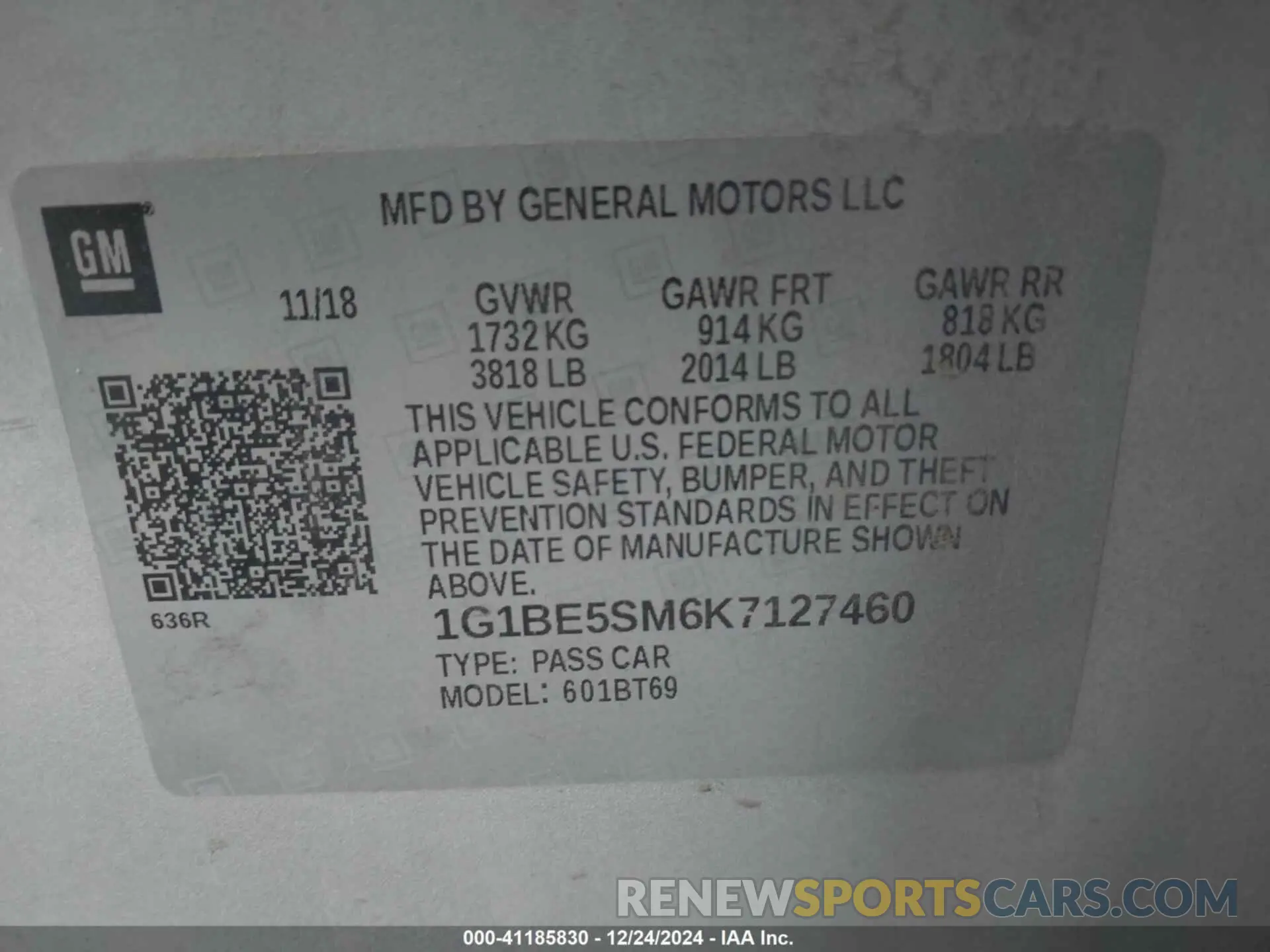 9 Photograph of a damaged car 1G1BE5SM6K7127460 CHEVROLET CRUZE 2019