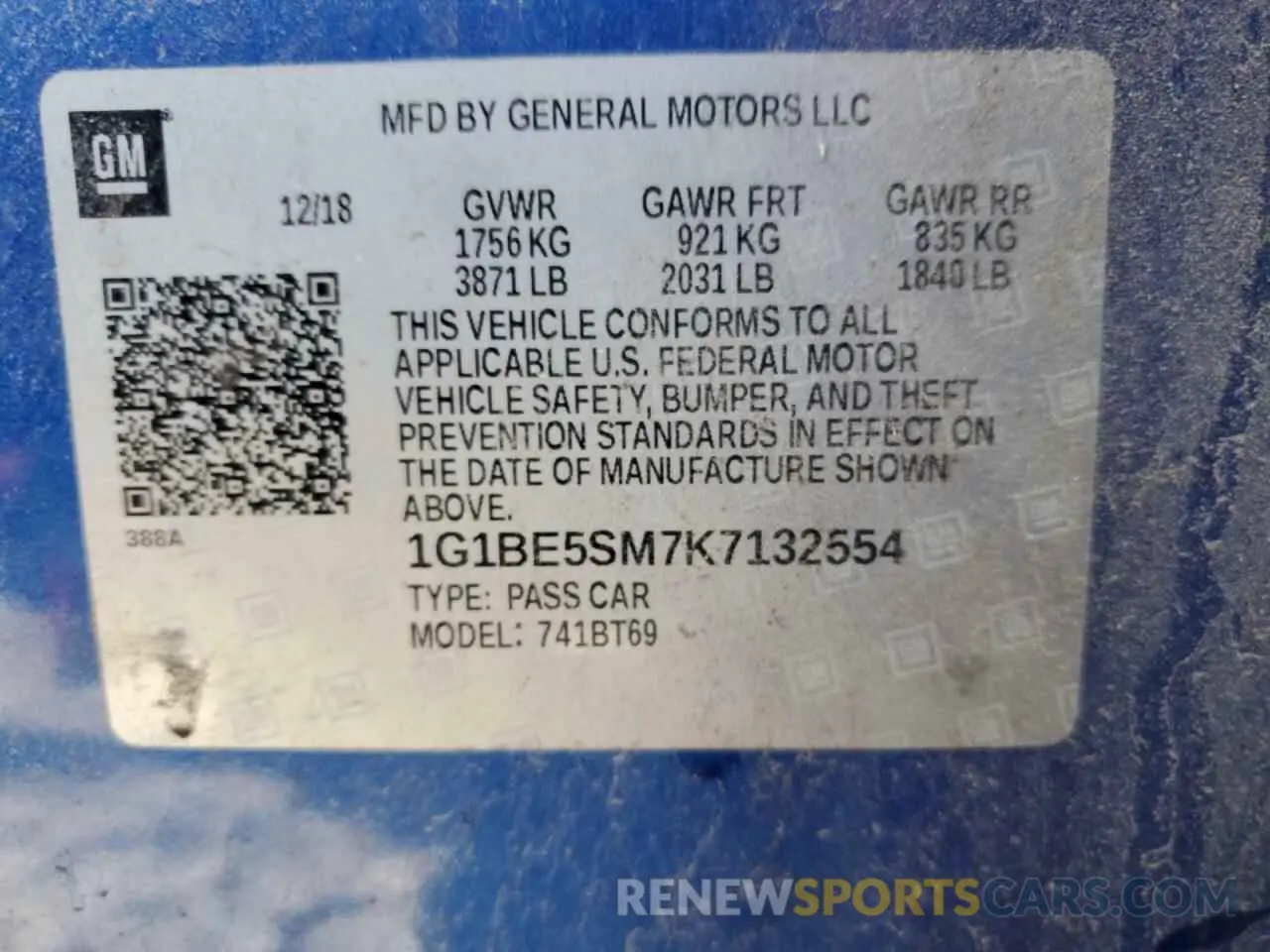 14 Photograph of a damaged car 1G1BE5SM7K7132554 CHEVROLET CRUZE 2019