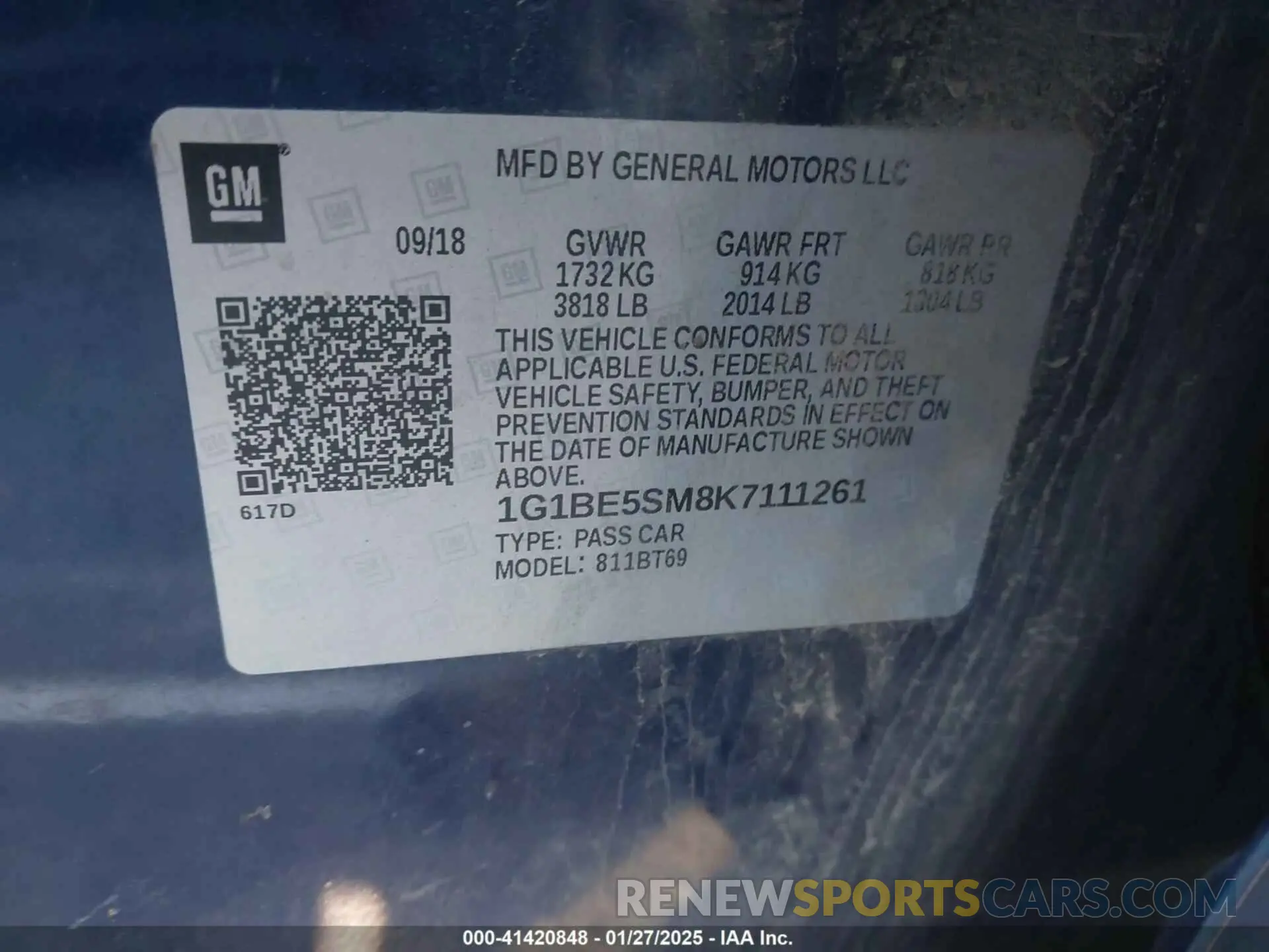 9 Photograph of a damaged car 1G1BE5SM8K7111261 CHEVROLET CRUZE 2019