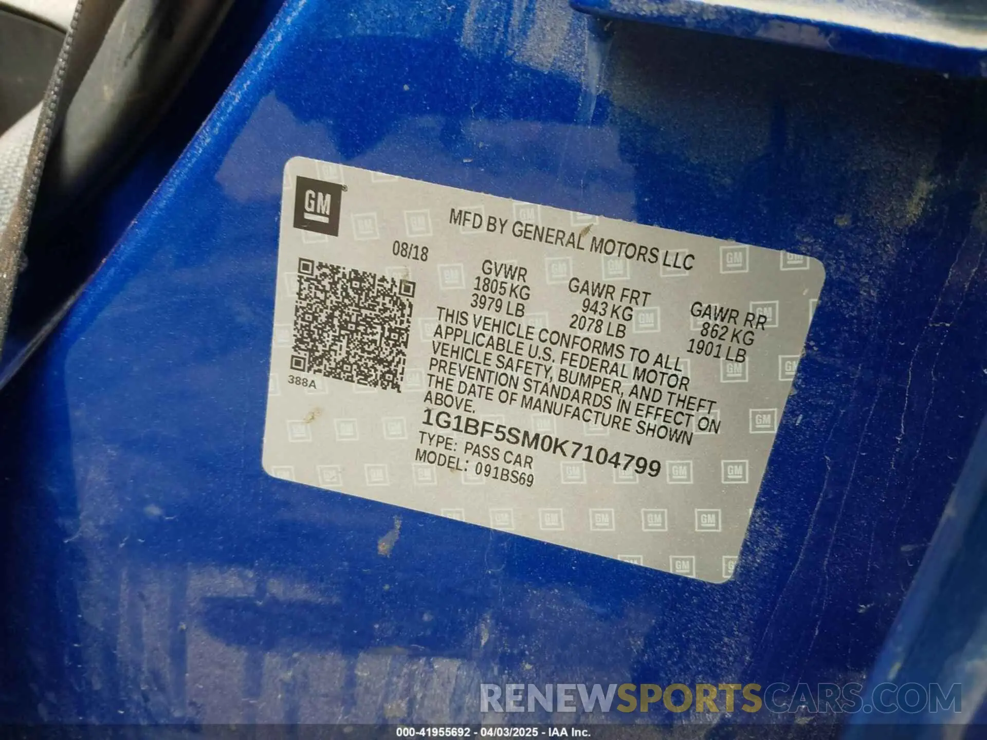9 Photograph of a damaged car 1G1BF5SM0K7104799 CHEVROLET CRUZE 2019