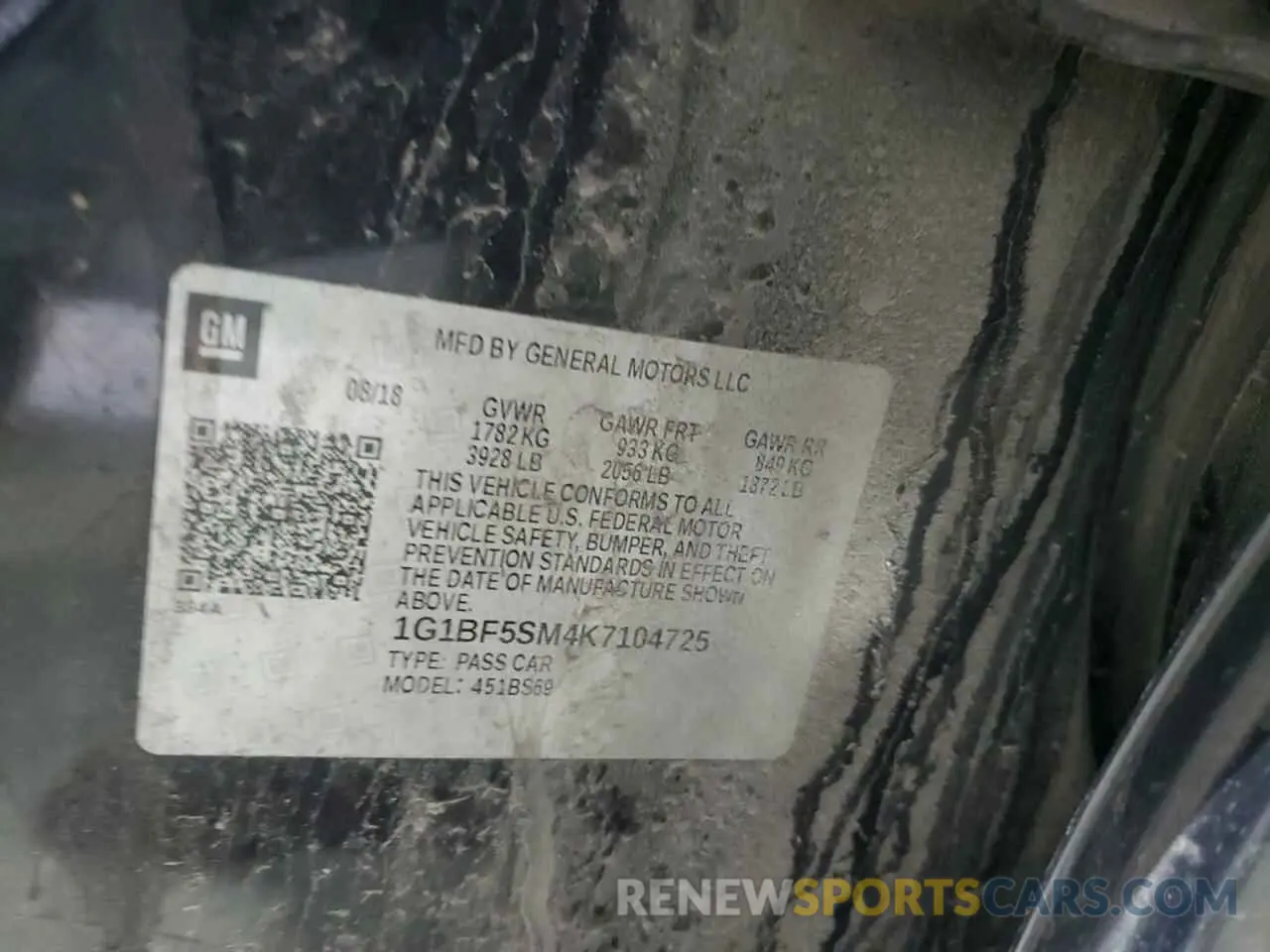 13 Photograph of a damaged car 1G1BF5SM4K7104725 CHEVROLET CRUZE 2019