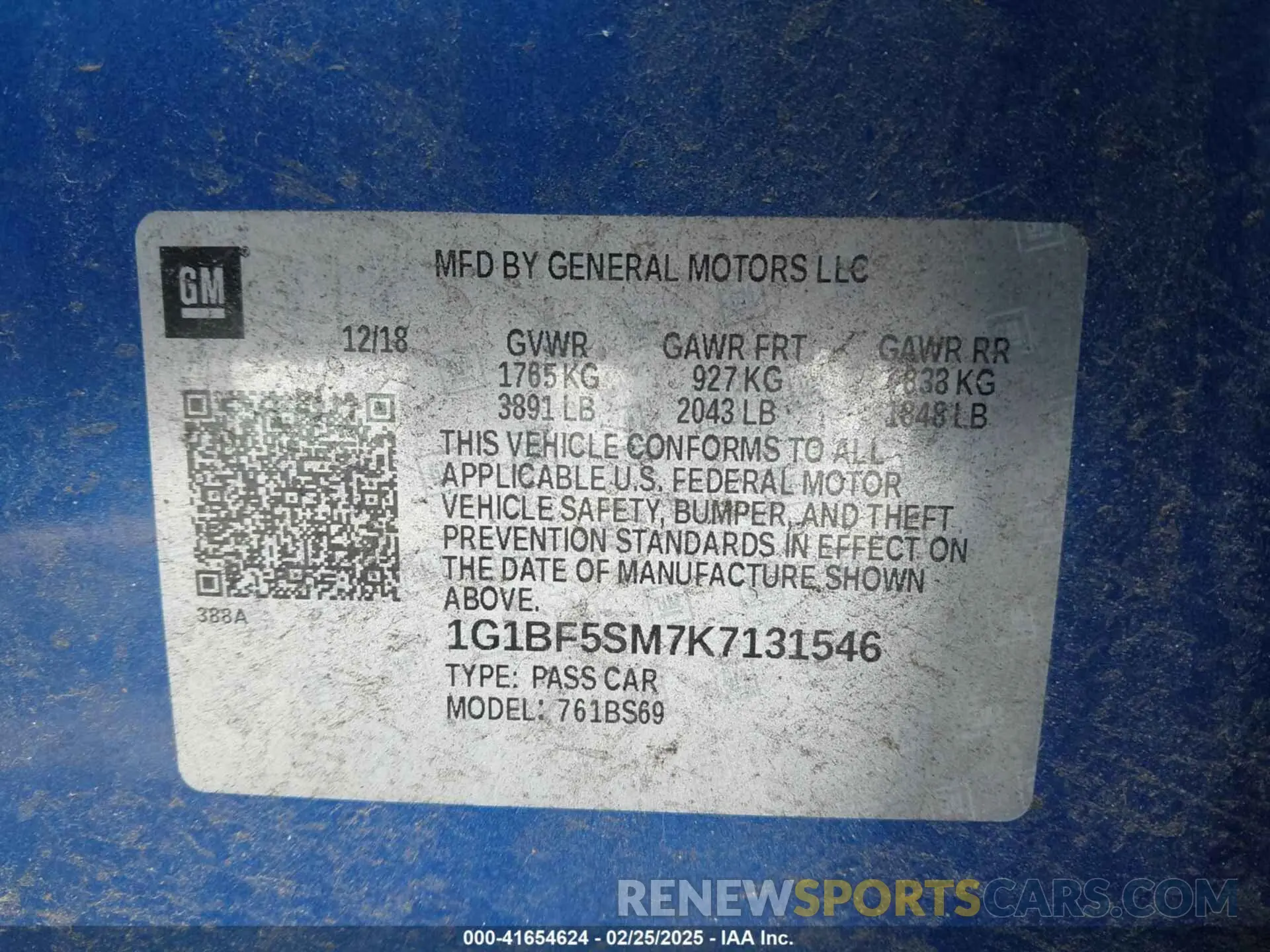 9 Photograph of a damaged car 1G1BF5SM7K7131546 CHEVROLET CRUZE 2019