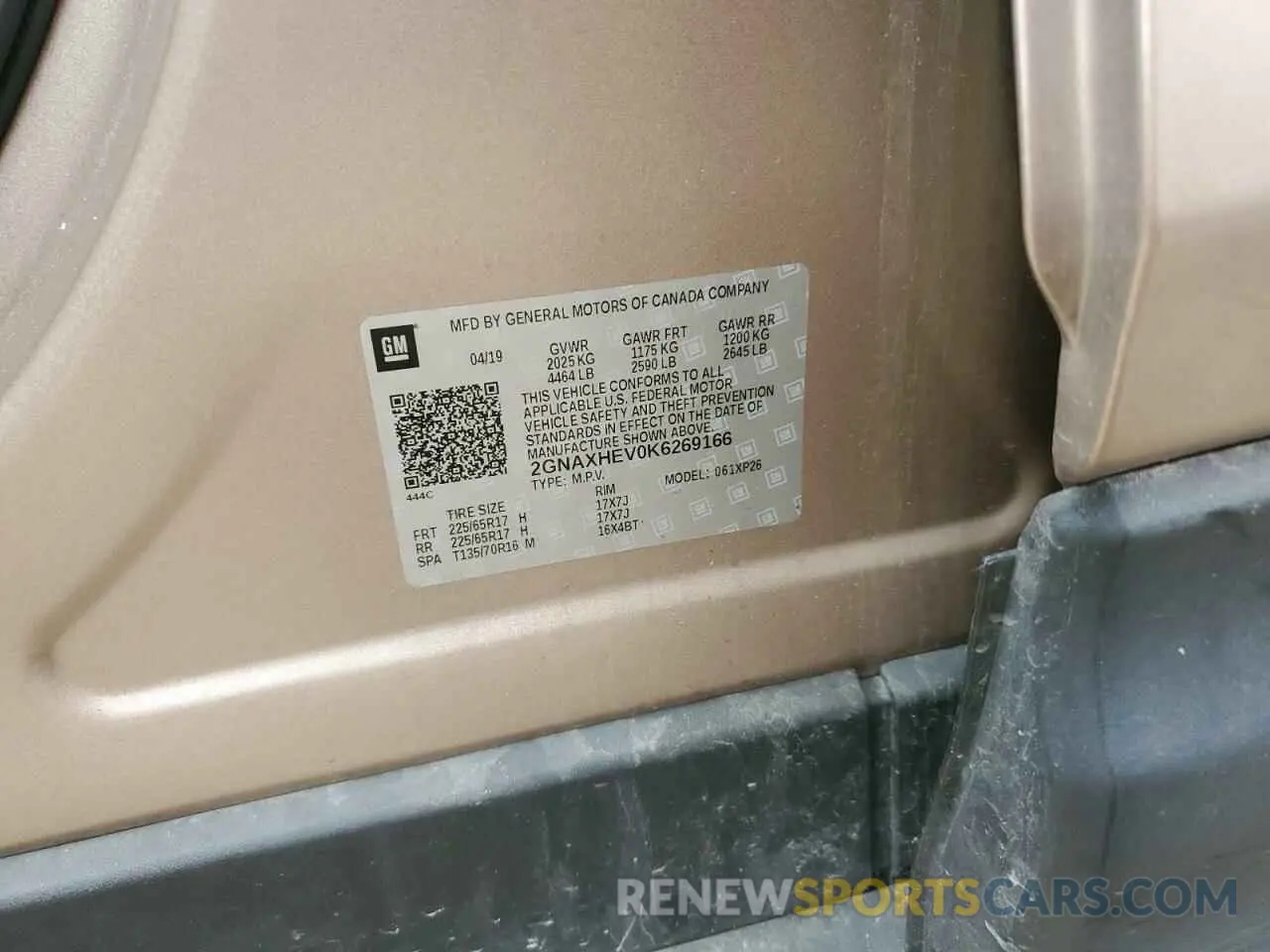 13 Photograph of a damaged car 2GNAXHEV0K6269166 CHEVROLET EQUINOX 2019