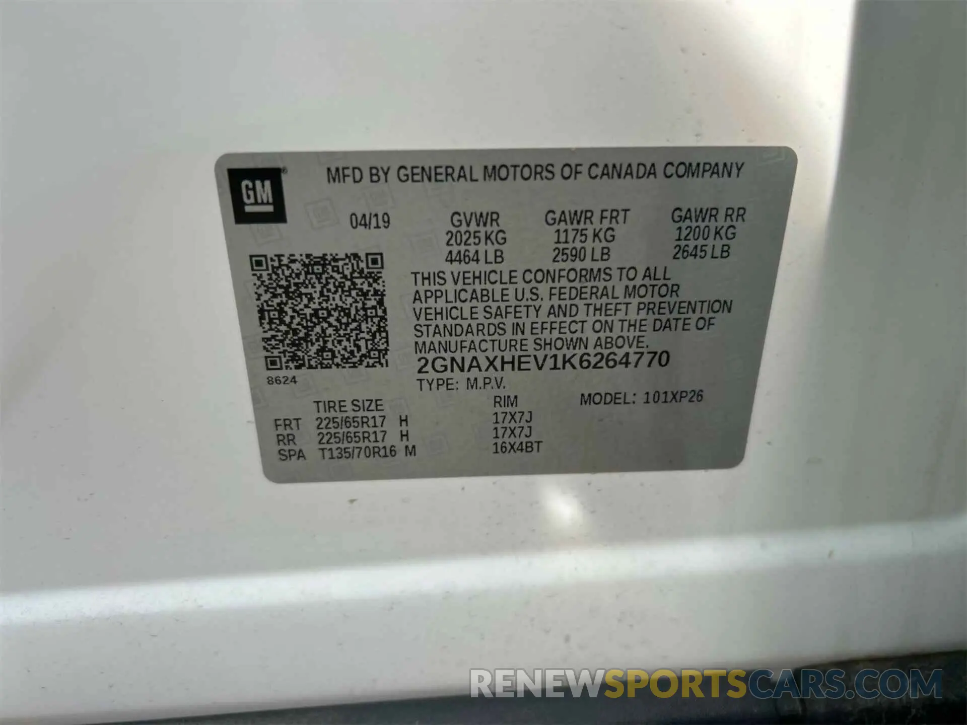 18 Photograph of a damaged car 2GNAXHEV1K6264770 CHEVROLET EQUINOX 2019