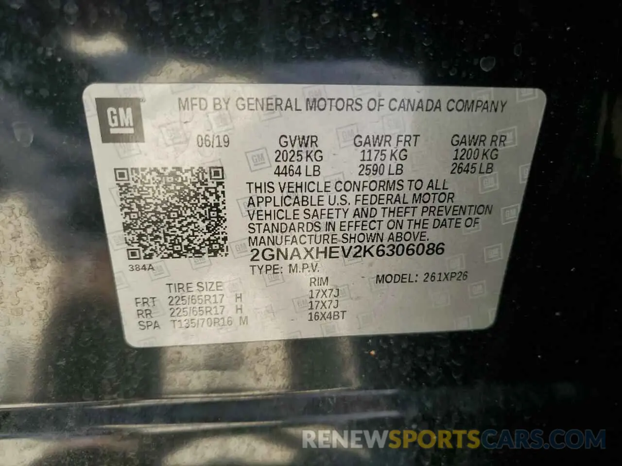 13 Photograph of a damaged car 2GNAXHEV2K6306086 CHEVROLET EQUINOX 2019