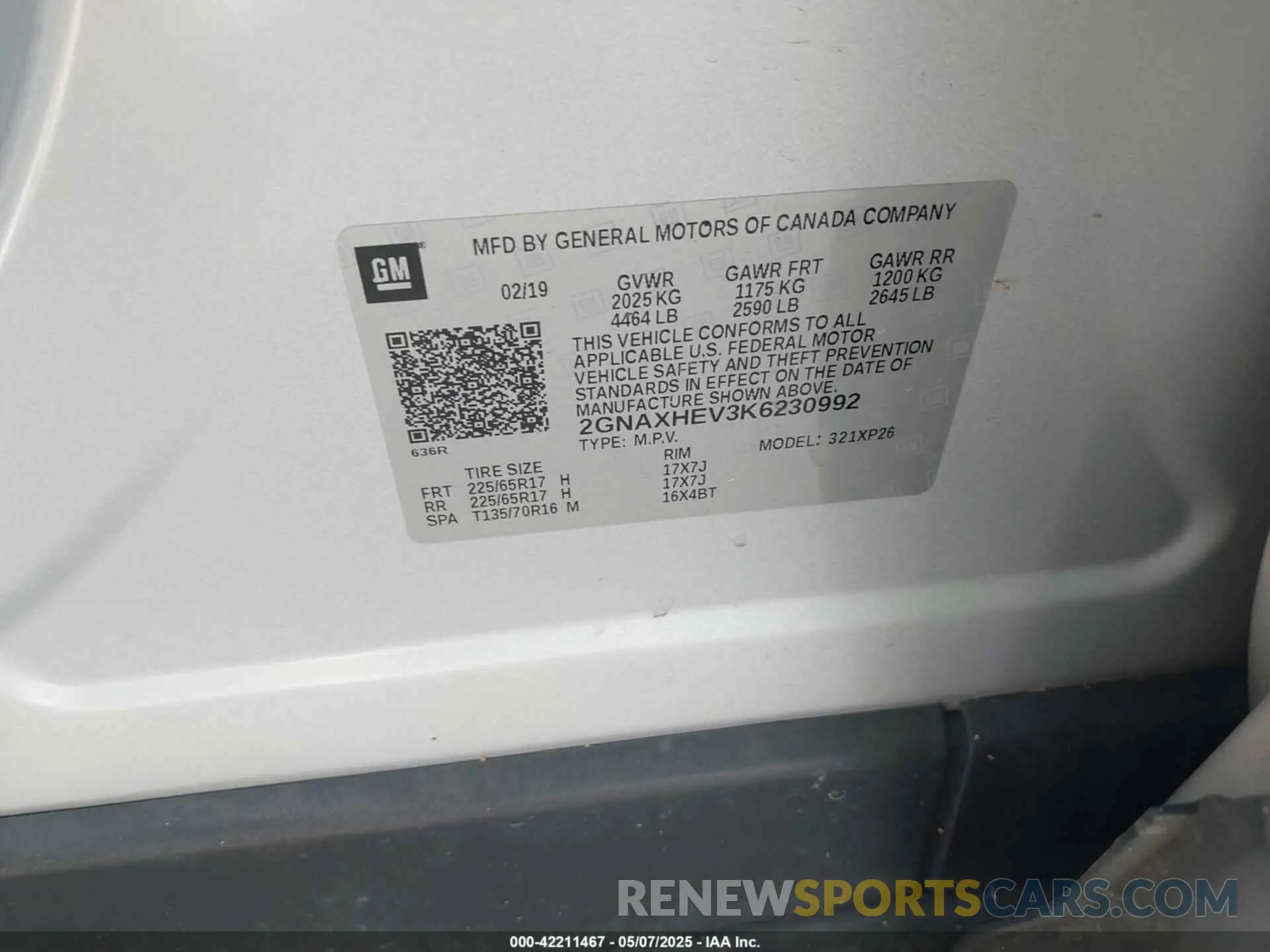 9 Photograph of a damaged car 2GNAXHEV3K6230992 CHEVROLET EQUINOX 2019