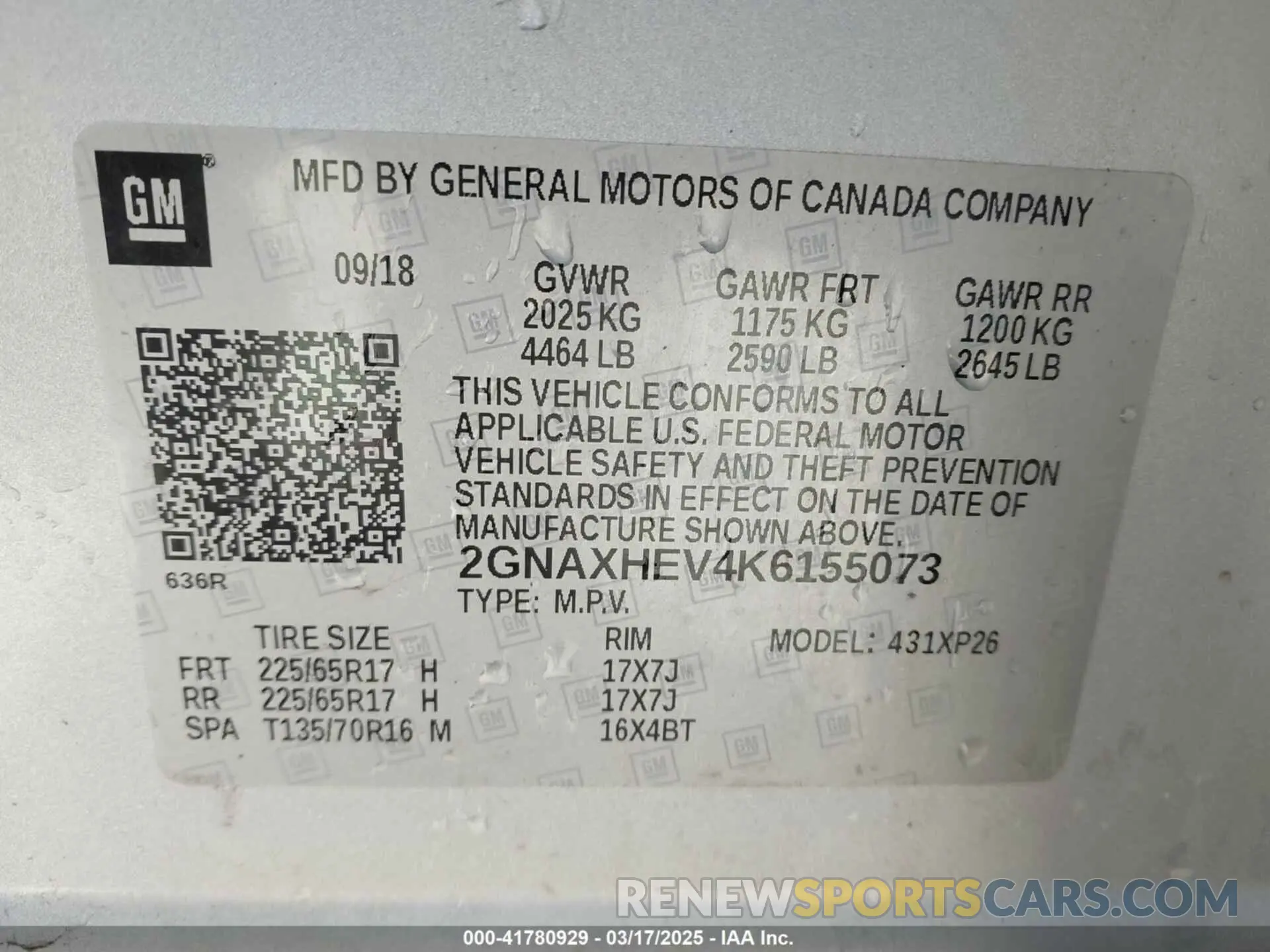 9 Photograph of a damaged car 2GNAXHEV4K6155073 CHEVROLET EQUINOX 2019