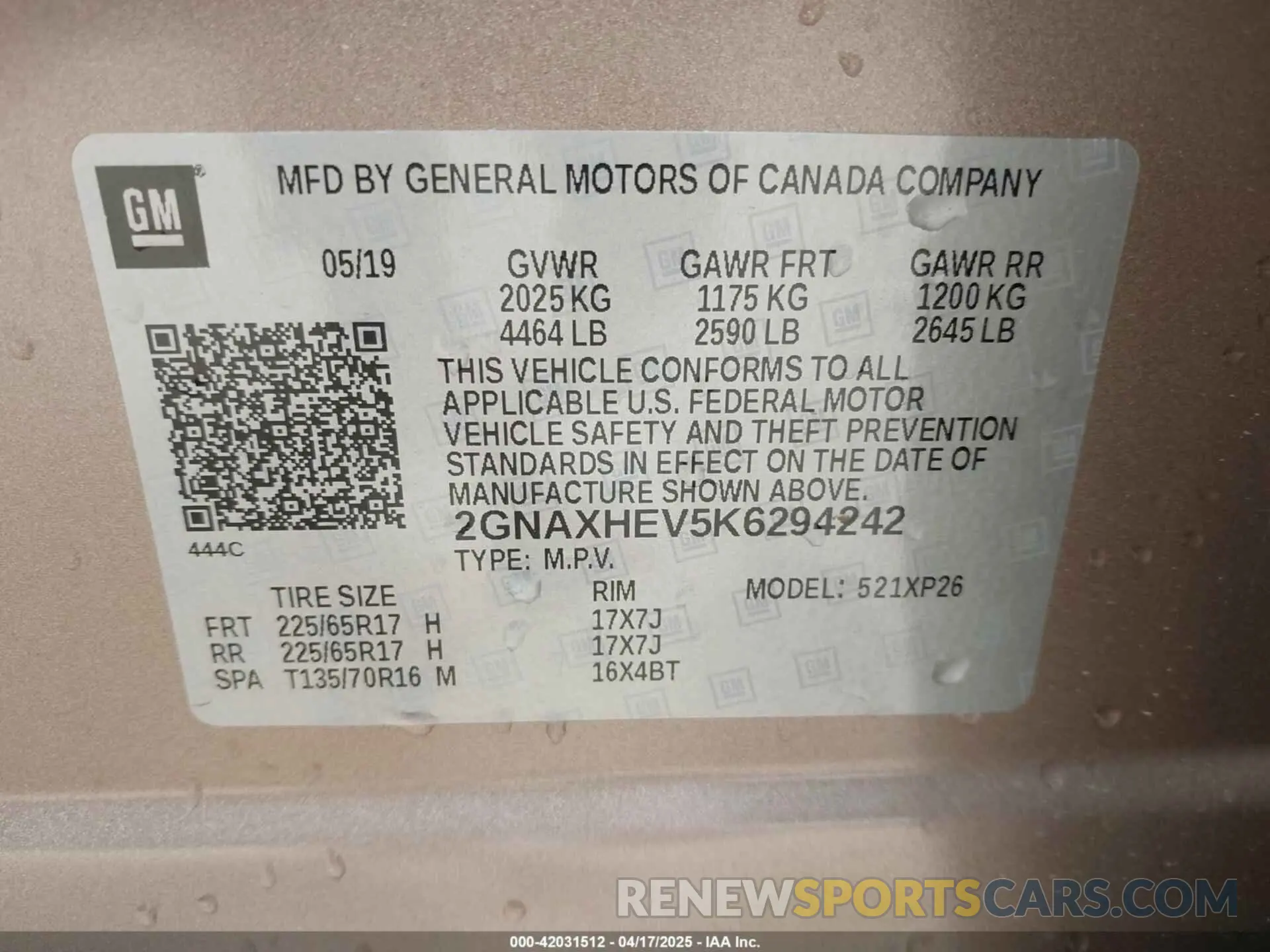 9 Photograph of a damaged car 2GNAXHEV5K6294242 CHEVROLET EQUINOX 2019