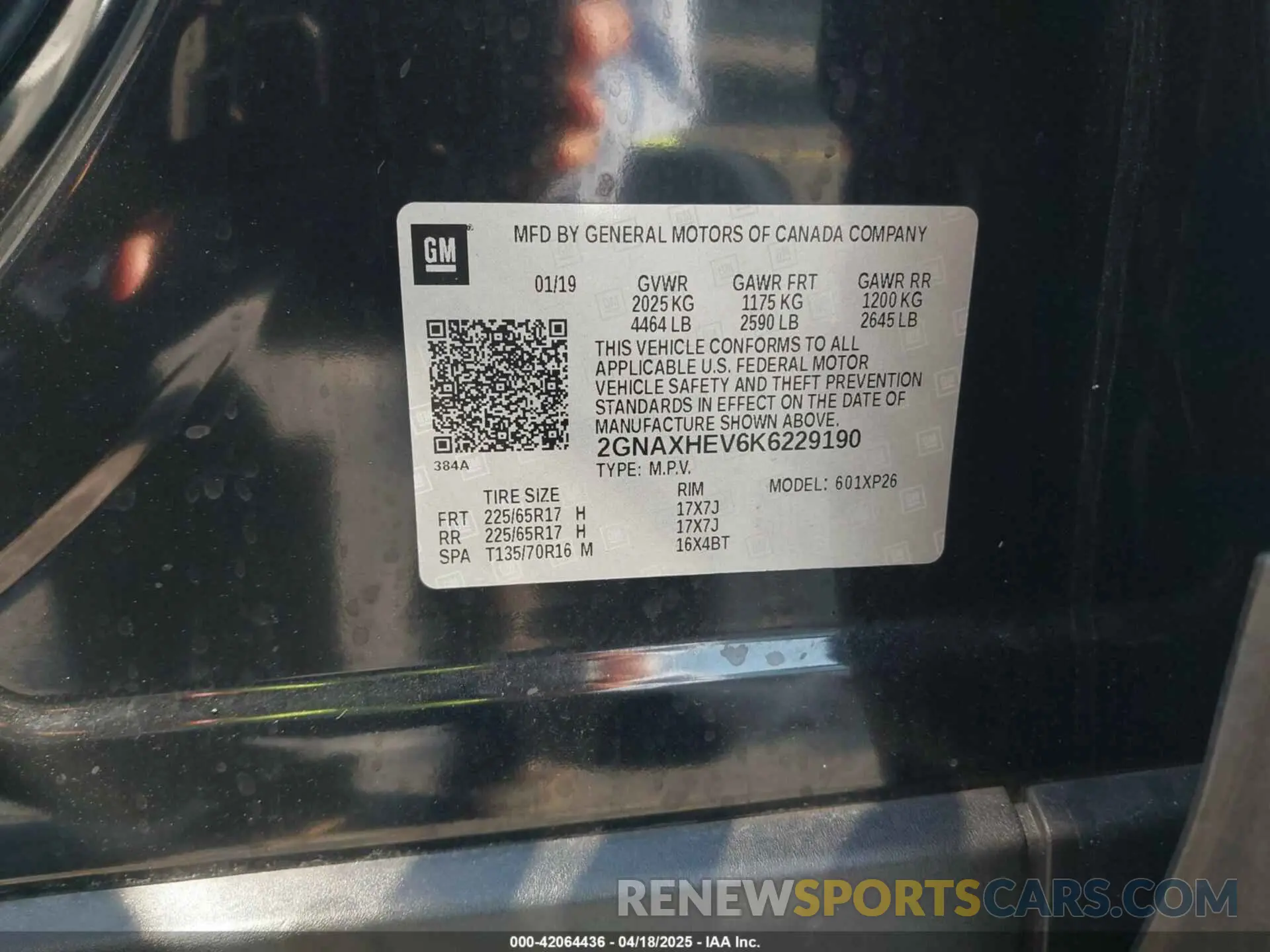 9 Photograph of a damaged car 2GNAXHEV6K6229190 CHEVROLET EQUINOX 2019