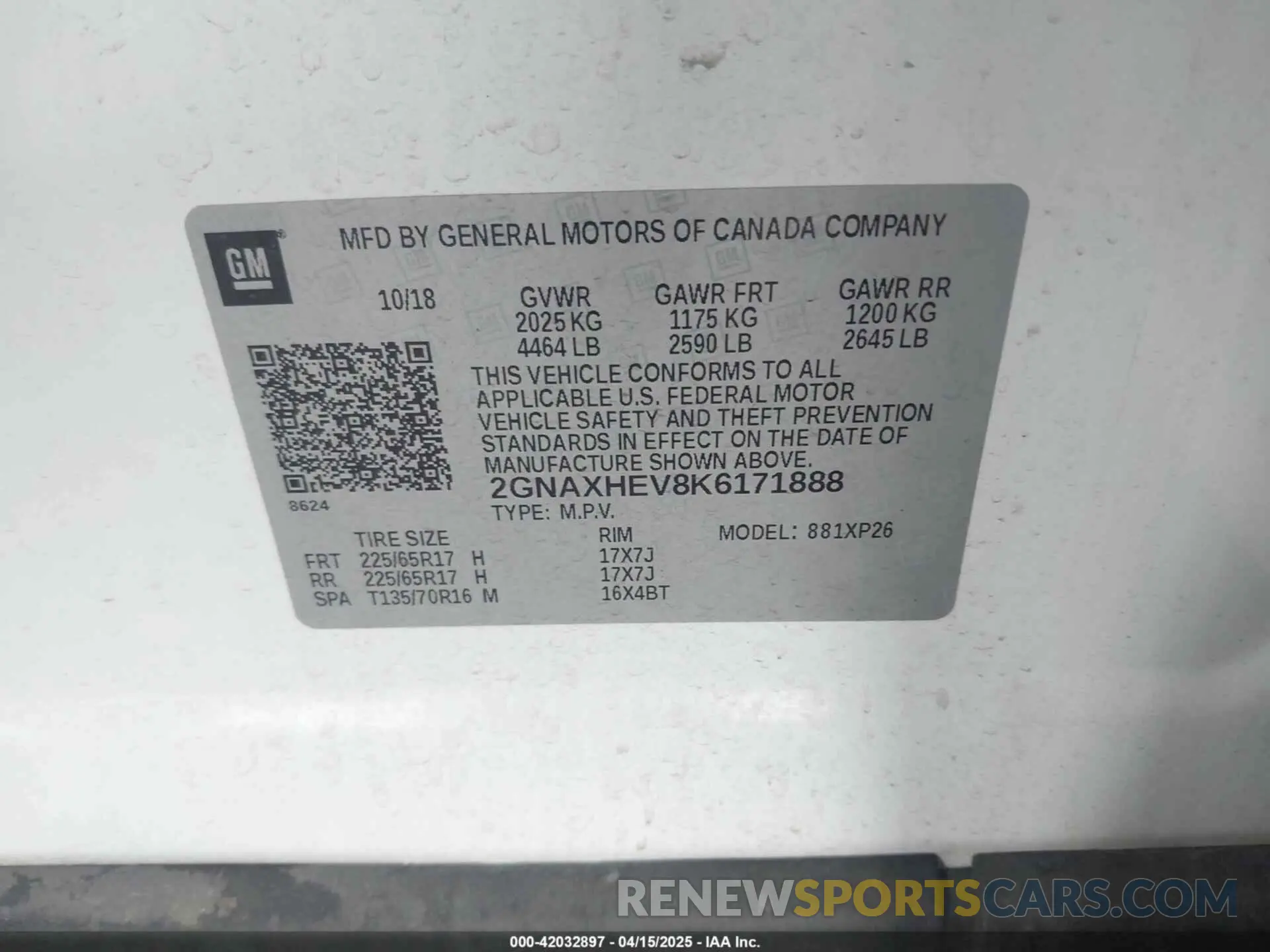 9 Photograph of a damaged car 2GNAXHEV8K6171888 CHEVROLET EQUINOX 2019