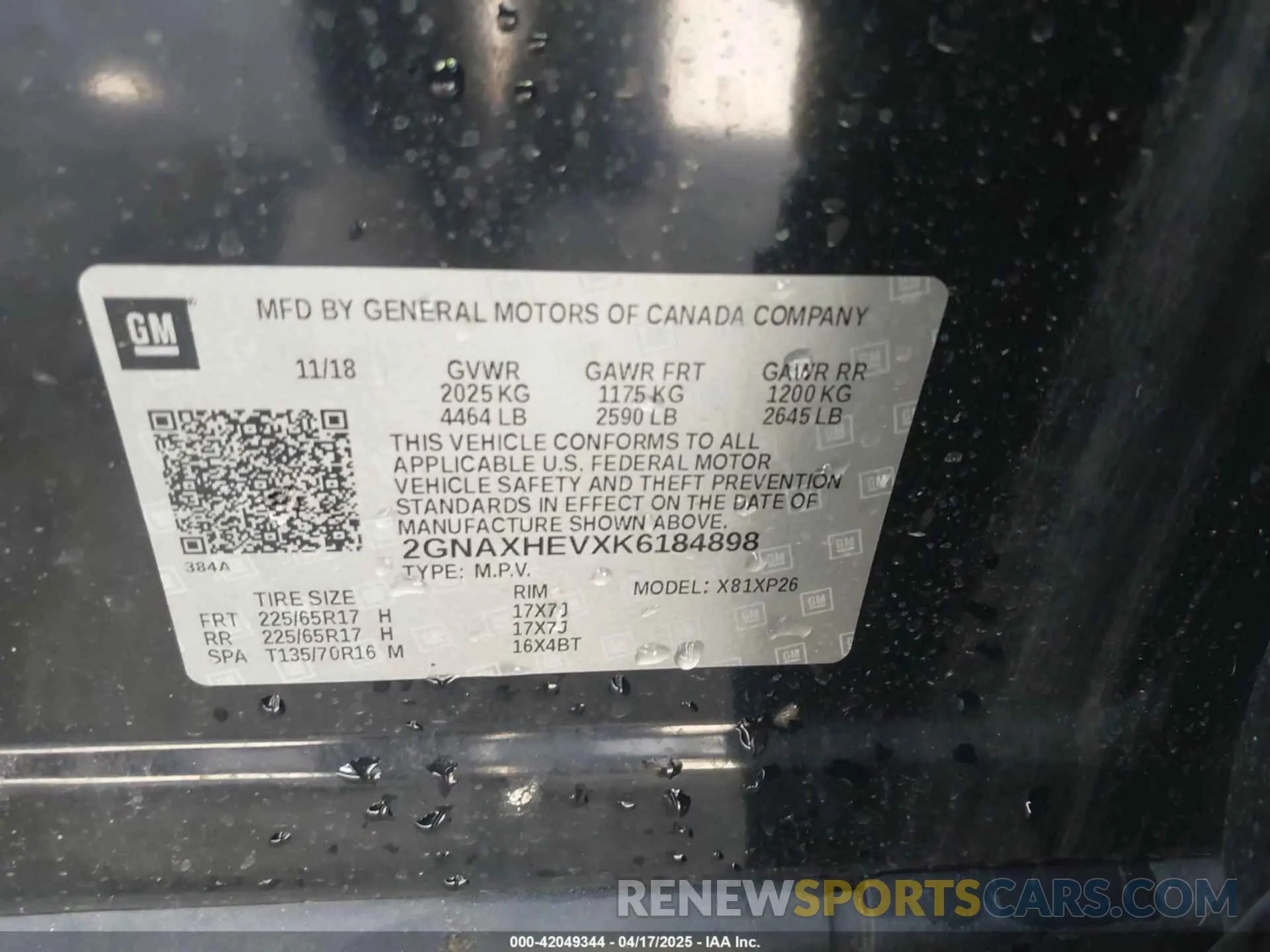 9 Photograph of a damaged car 2GNAXHEVXK6184898 CHEVROLET EQUINOX 2019