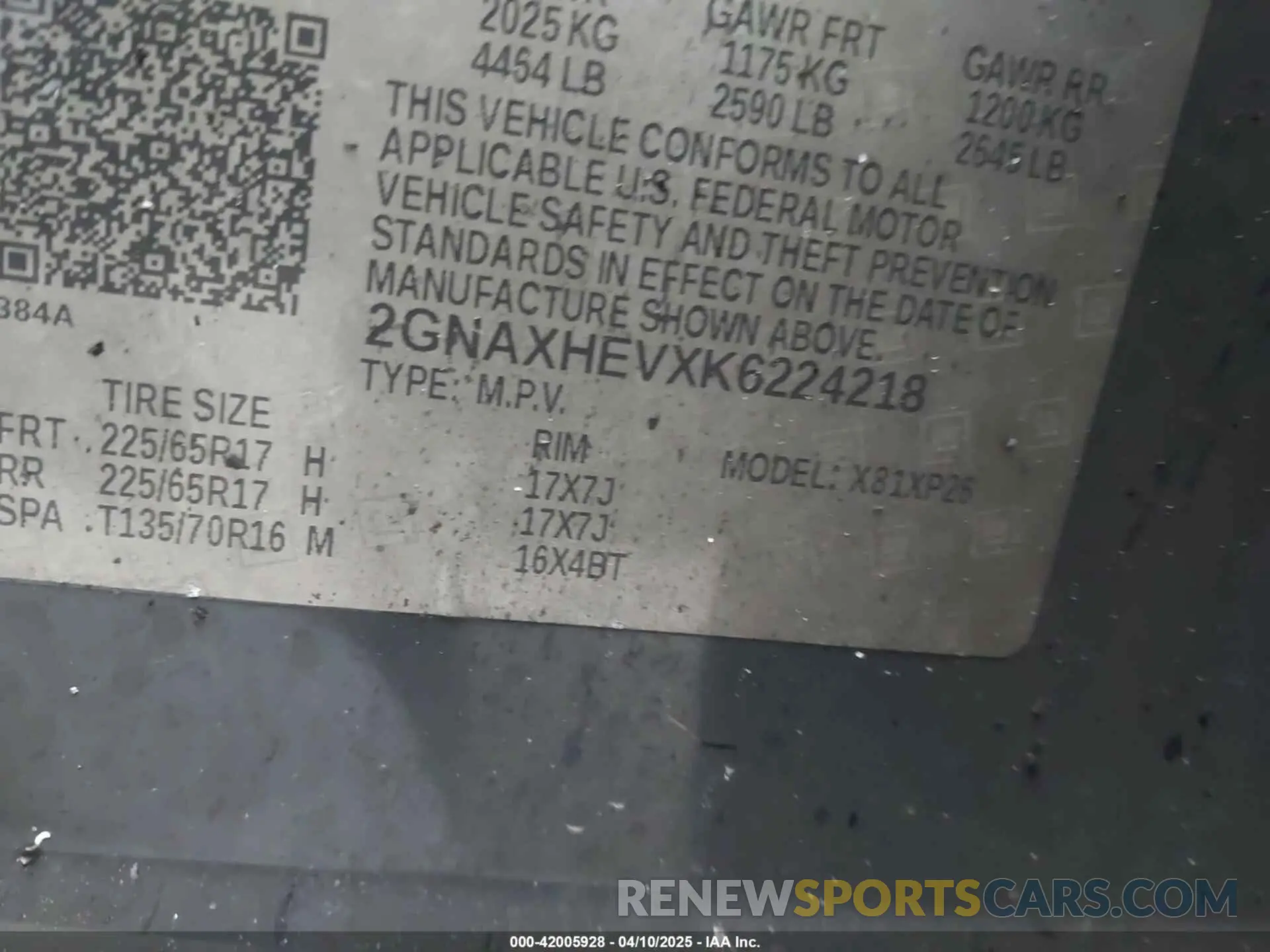 9 Photograph of a damaged car 2GNAXHEVXK6224218 CHEVROLET EQUINOX 2019