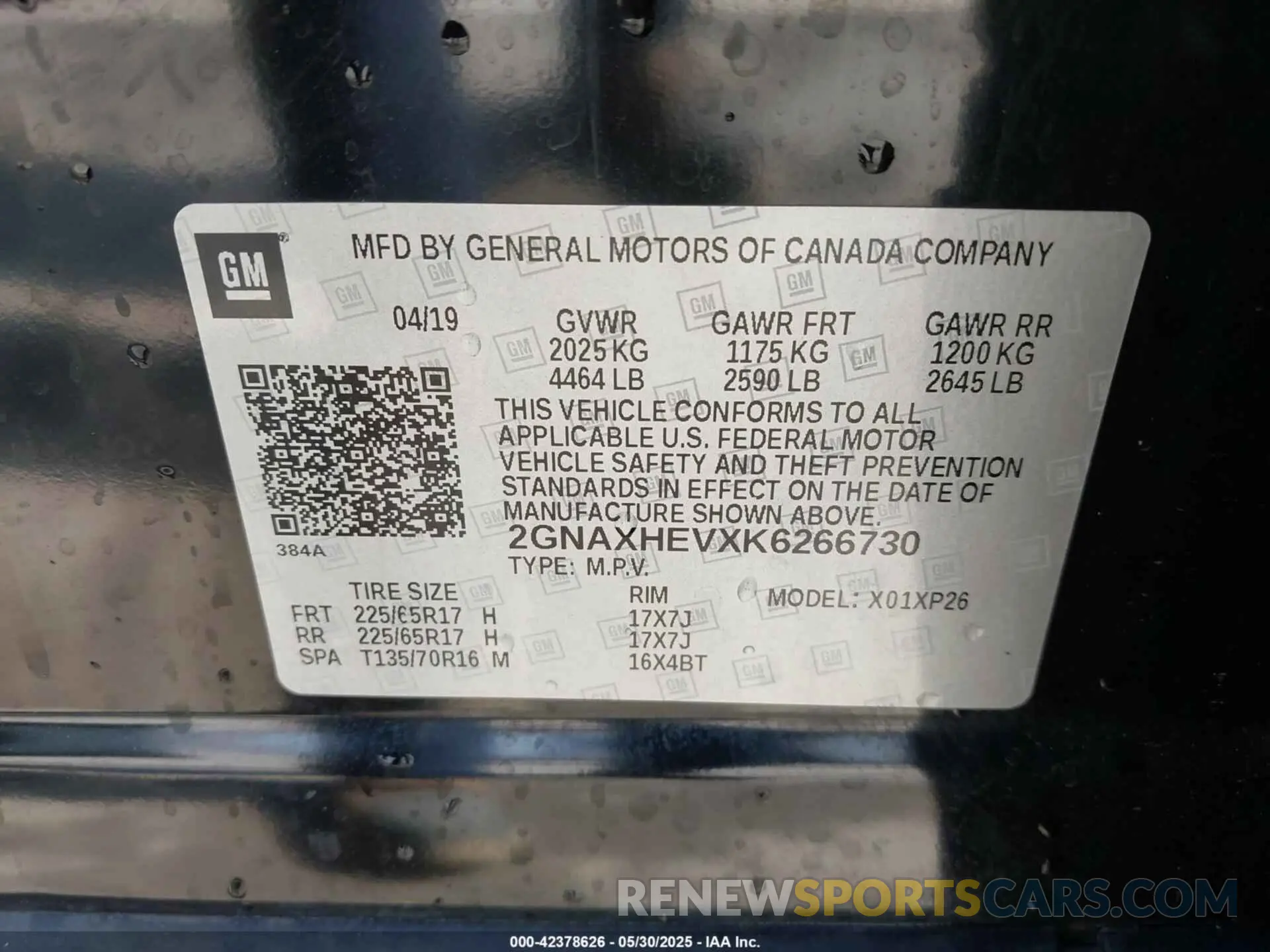 9 Photograph of a damaged car 2GNAXHEVXK6266730 CHEVROLET EQUINOX 2019