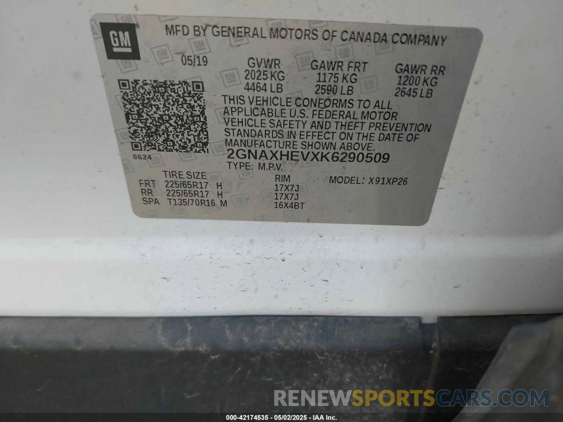 9 Photograph of a damaged car 2GNAXHEVXK6290509 CHEVROLET EQUINOX 2019
