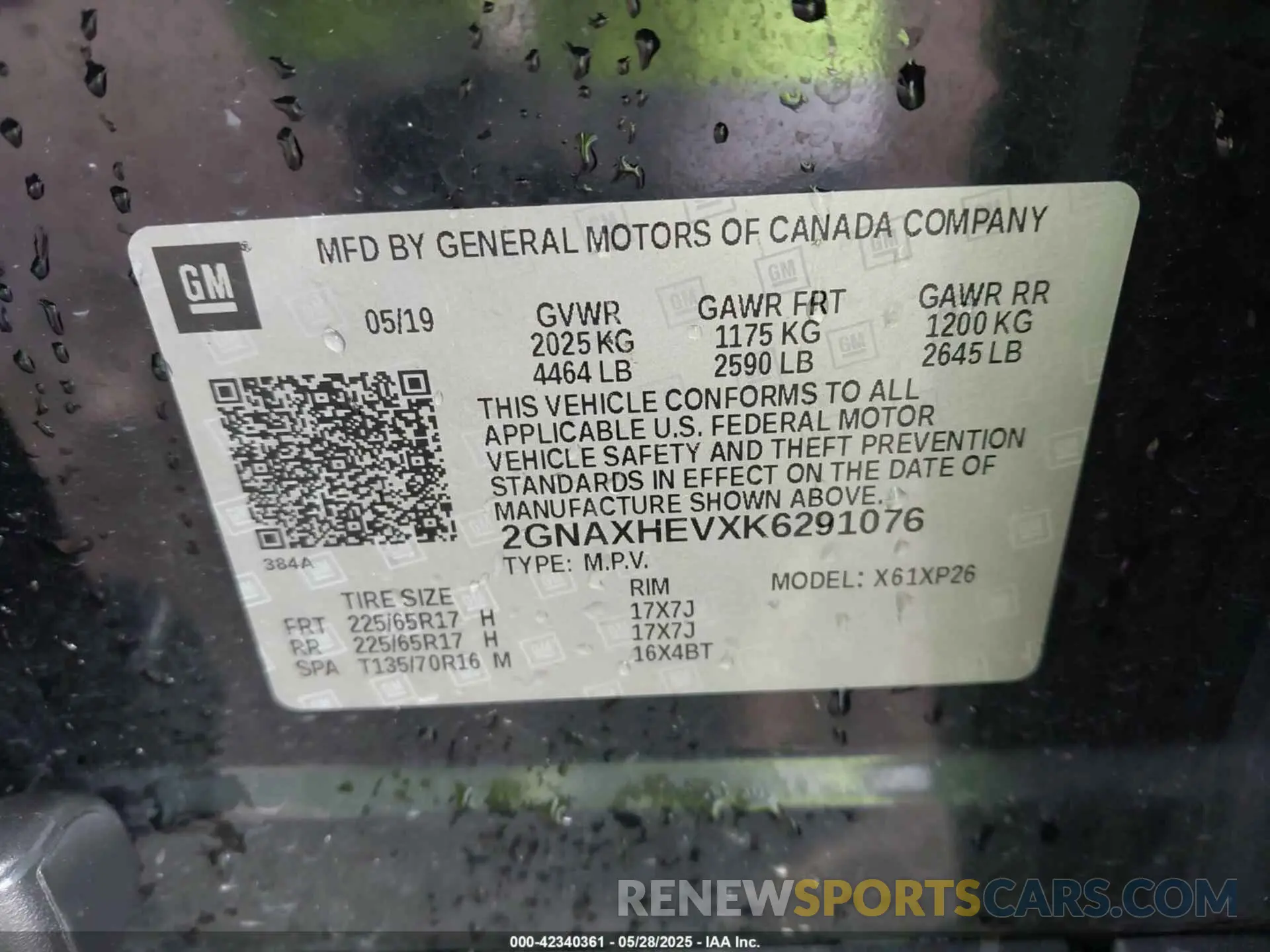 9 Photograph of a damaged car 2GNAXHEVXK6291076 CHEVROLET EQUINOX 2019