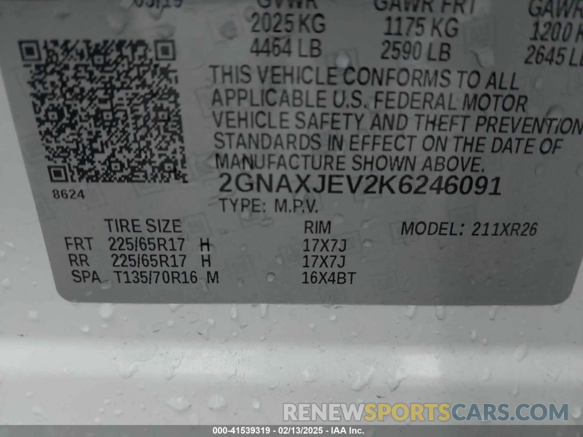 9 Photograph of a damaged car 2GNAXJEV2K6246091 CHEVROLET EQUINOX 2019