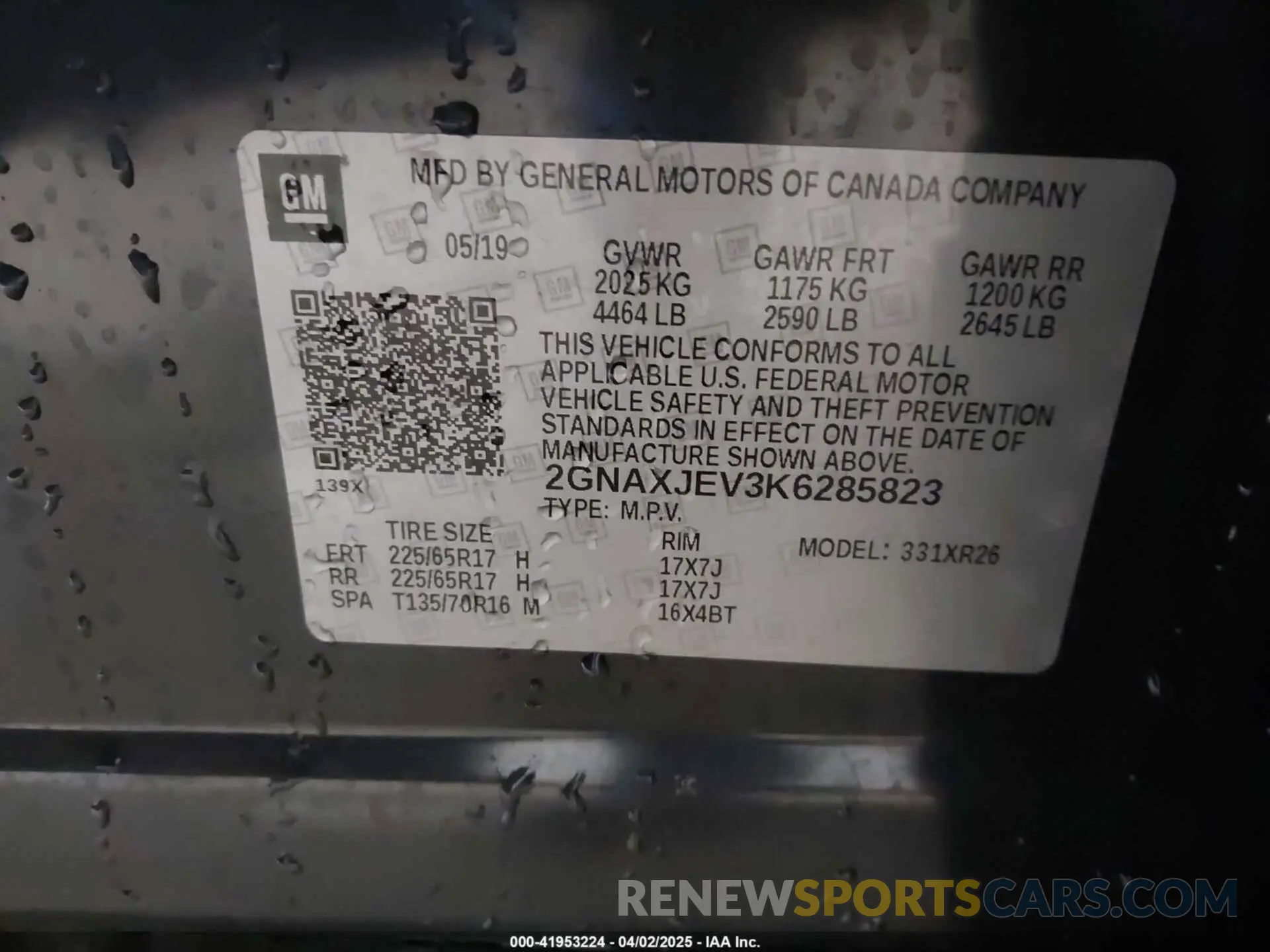9 Photograph of a damaged car 2GNAXJEV3K6285823 CHEVROLET EQUINOX 2019