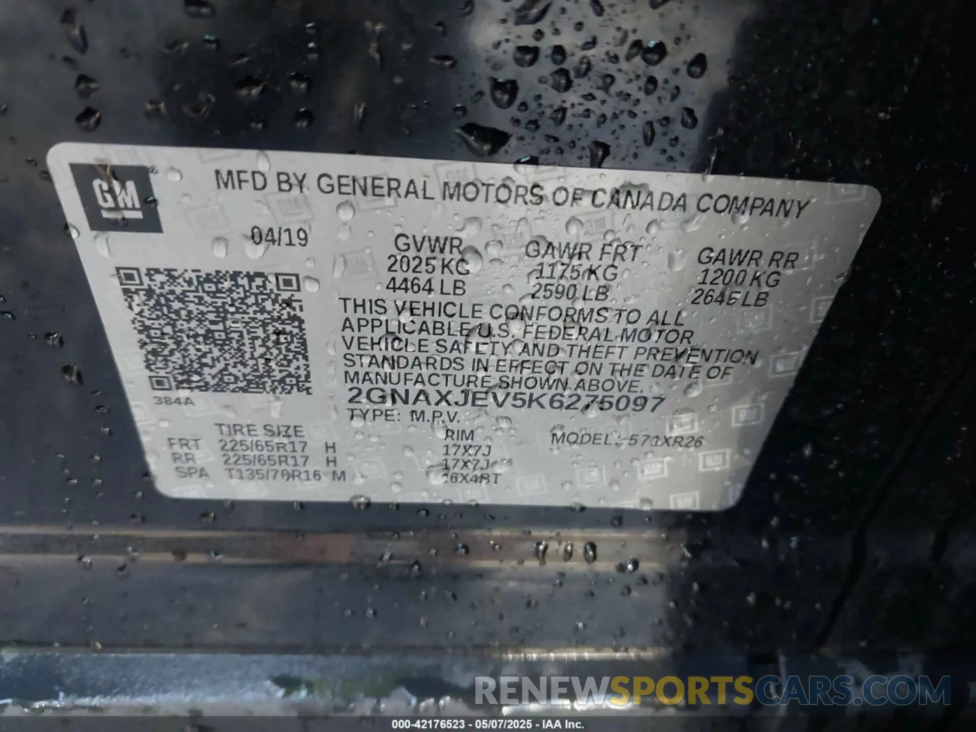 9 Photograph of a damaged car 2GNAXJEV5K6275097 CHEVROLET EQUINOX 2019
