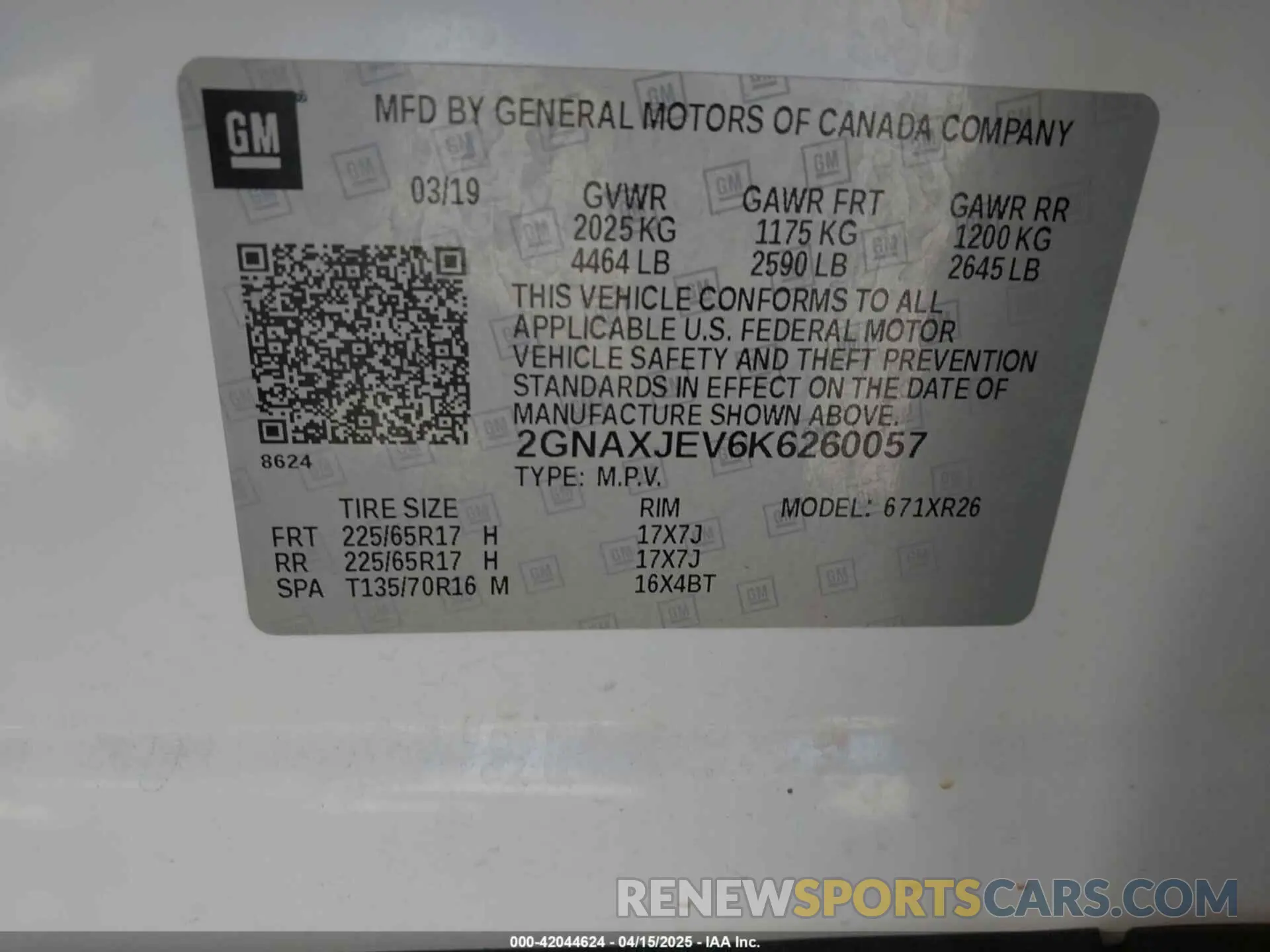 9 Photograph of a damaged car 2GNAXJEV6K6260057 CHEVROLET EQUINOX 2019