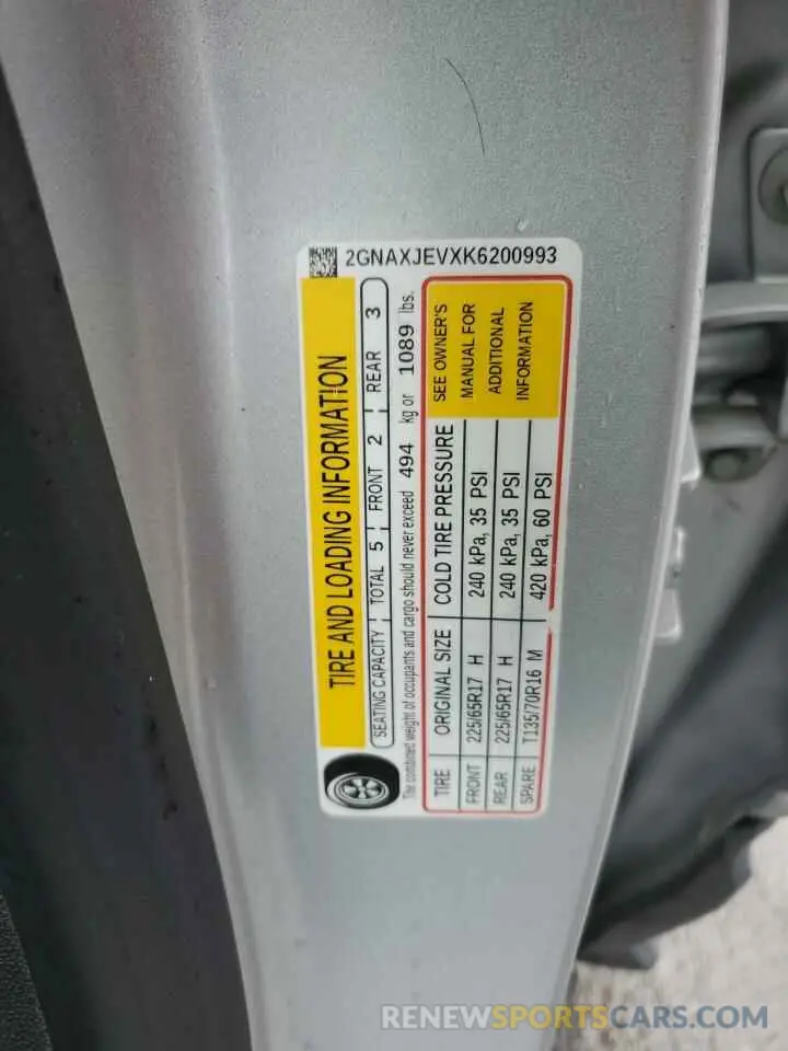13 Photograph of a damaged car 2GNAXJEVXK6200993 CHEVROLET EQUINOX 2019