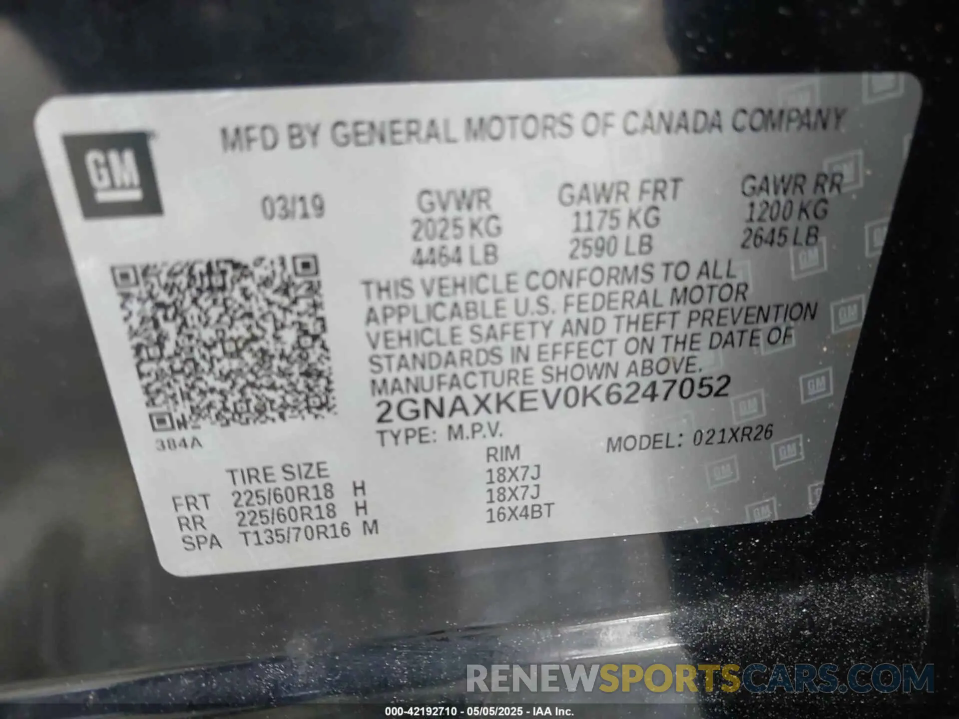 9 Photograph of a damaged car 2GNAXKEV0K6247052 CHEVROLET EQUINOX 2019