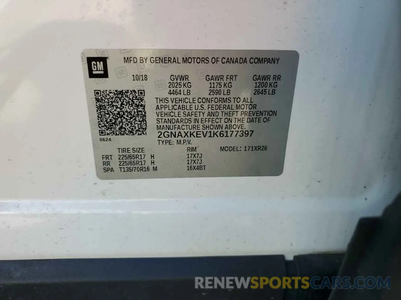 13 Photograph of a damaged car 2GNAXKEV1K6177397 CHEVROLET EQUINOX 2019