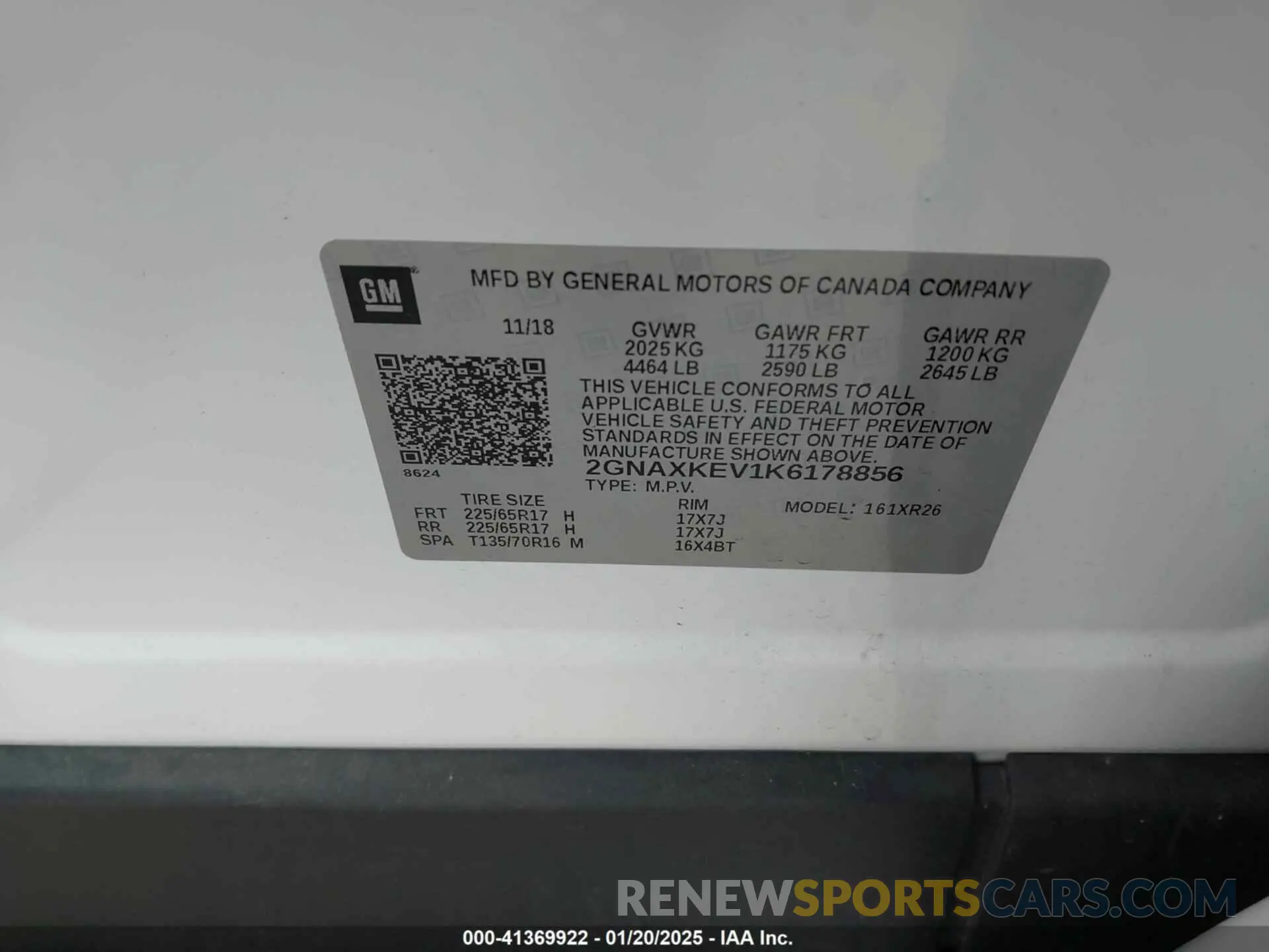 9 Photograph of a damaged car 2GNAXKEV1K6178856 CHEVROLET EQUINOX 2019