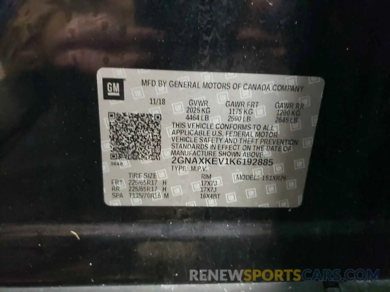 12 Photograph of a damaged car 2GNAXKEV1K6192885 CHEVROLET EQUINOX 2019