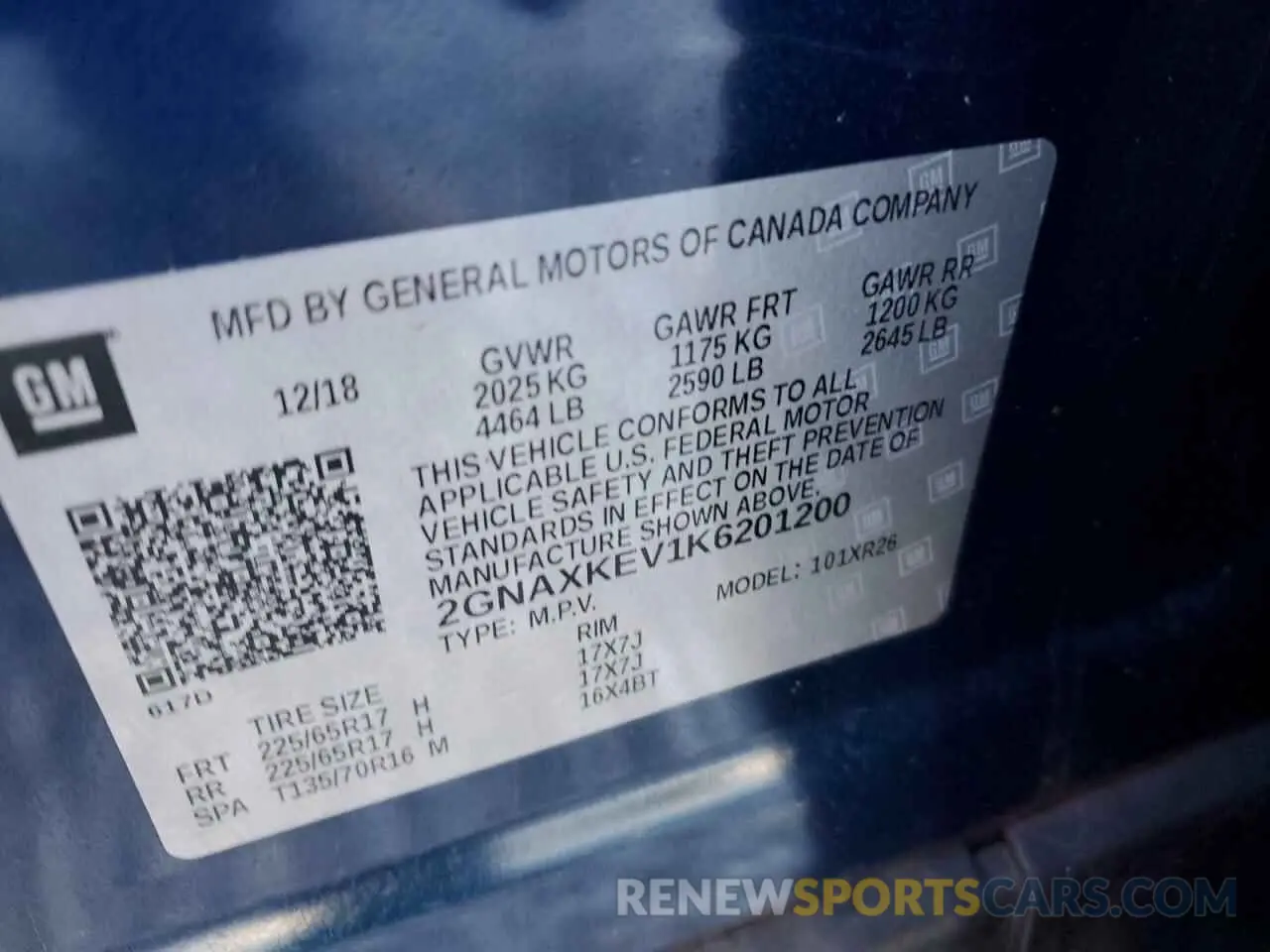 13 Photograph of a damaged car 2GNAXKEV1K6201200 CHEVROLET EQUINOX 2019