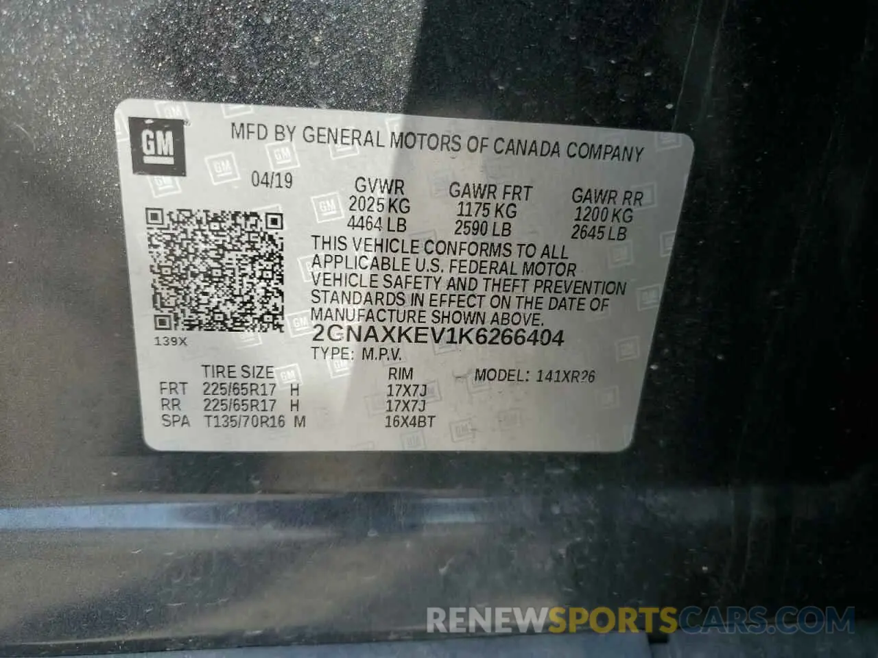 13 Photograph of a damaged car 2GNAXKEV1K6266404 CHEVROLET EQUINOX 2019