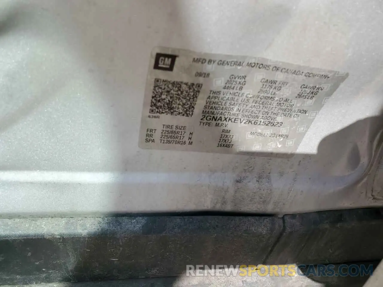 15 Photograph of a damaged car 2GNAXKEV2K6152623 CHEVROLET EQUINOX 2019