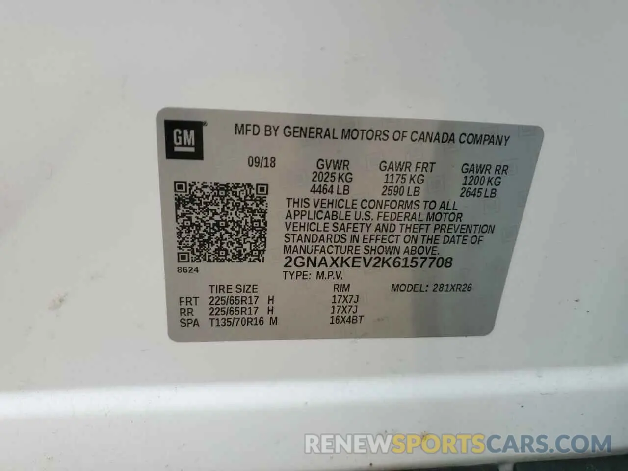 13 Photograph of a damaged car 2GNAXKEV2K6157708 CHEVROLET EQUINOX 2019