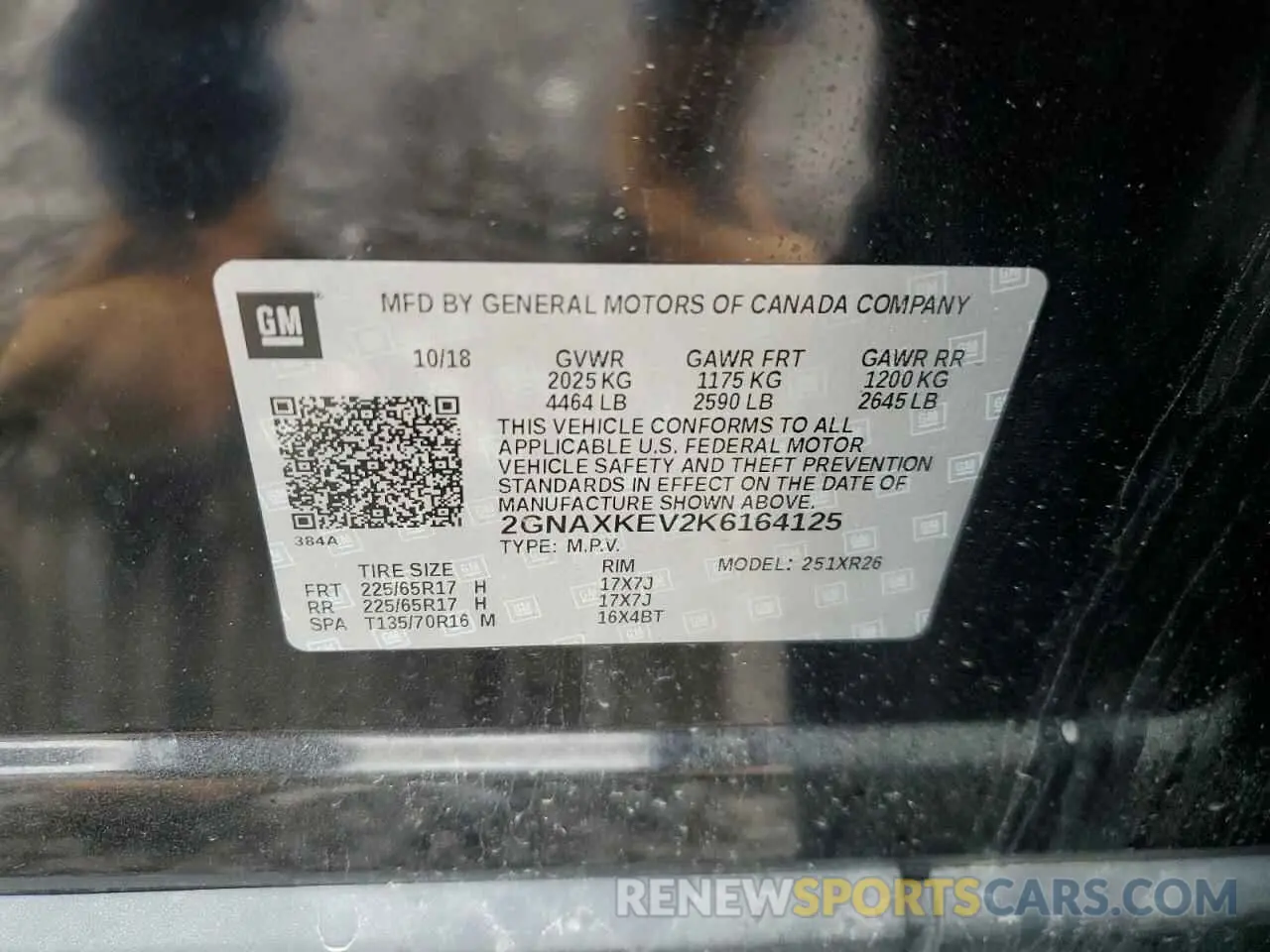 13 Photograph of a damaged car 2GNAXKEV2K6164125 CHEVROLET EQUINOX 2019