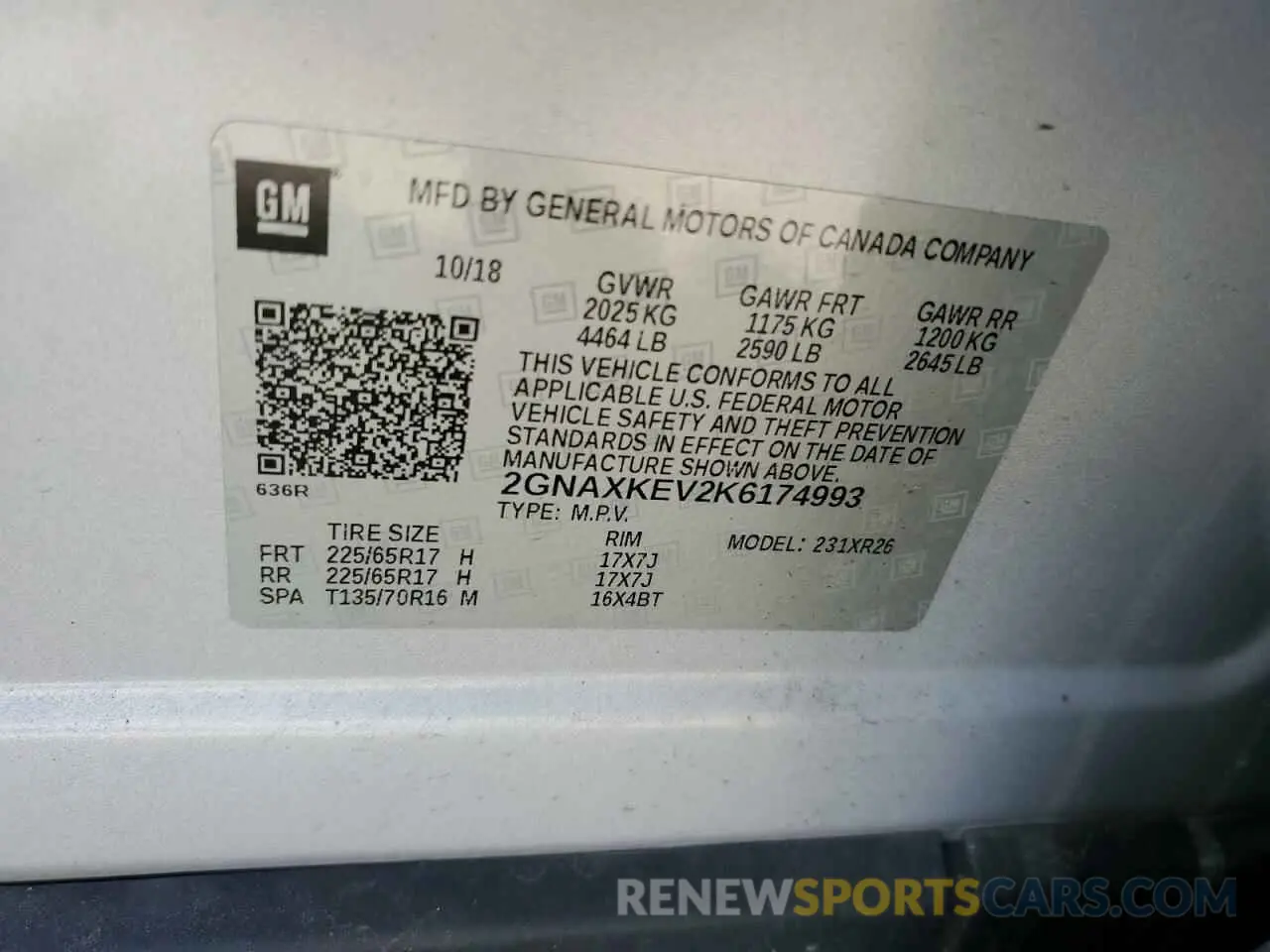 13 Photograph of a damaged car 2GNAXKEV2K6174993 CHEVROLET EQUINOX 2019