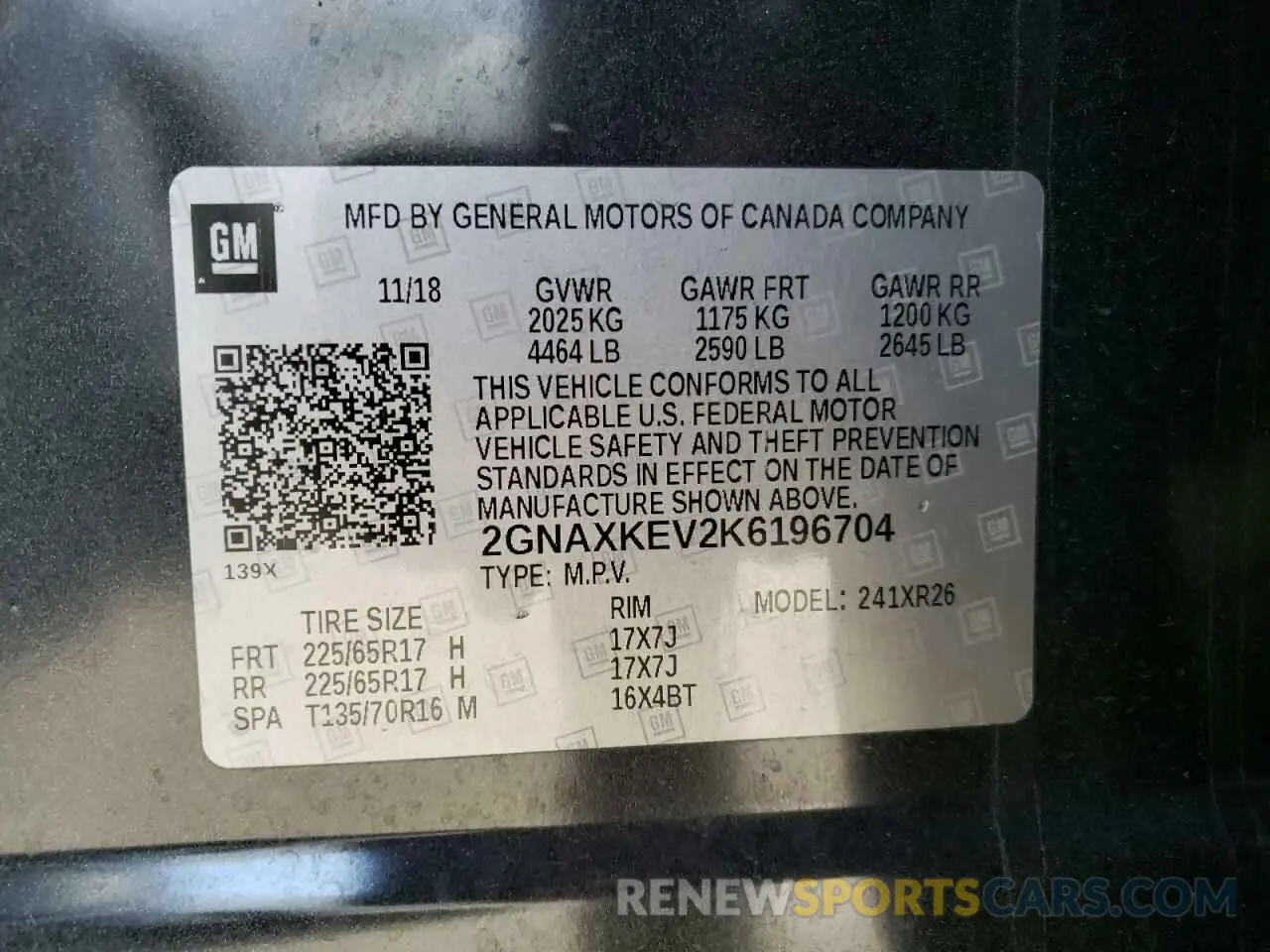 13 Photograph of a damaged car 2GNAXKEV2K6196704 CHEVROLET EQUINOX 2019